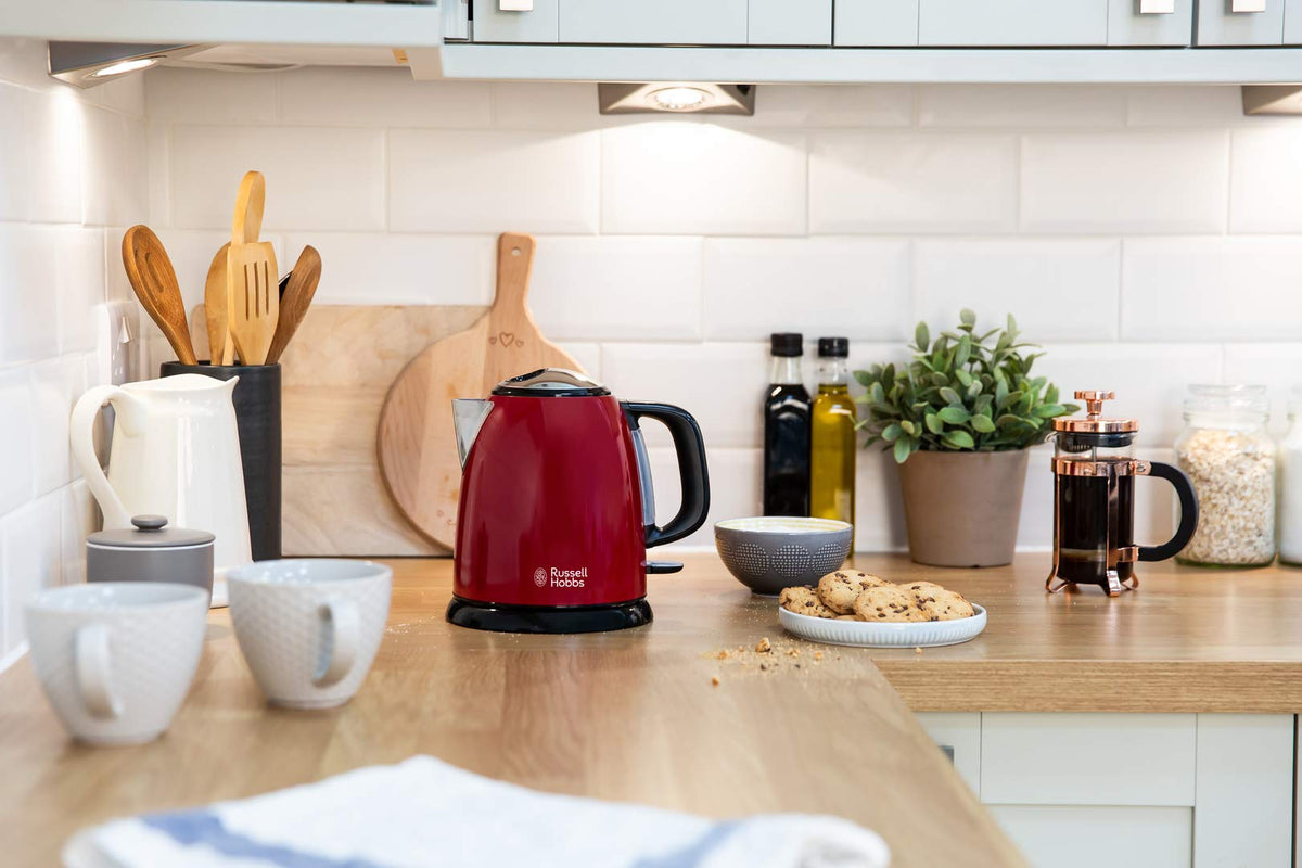 Russell Hobbs Colours+ Kettle, Stainless Steel Red, 1 l, 2400 Watt - 24991-70