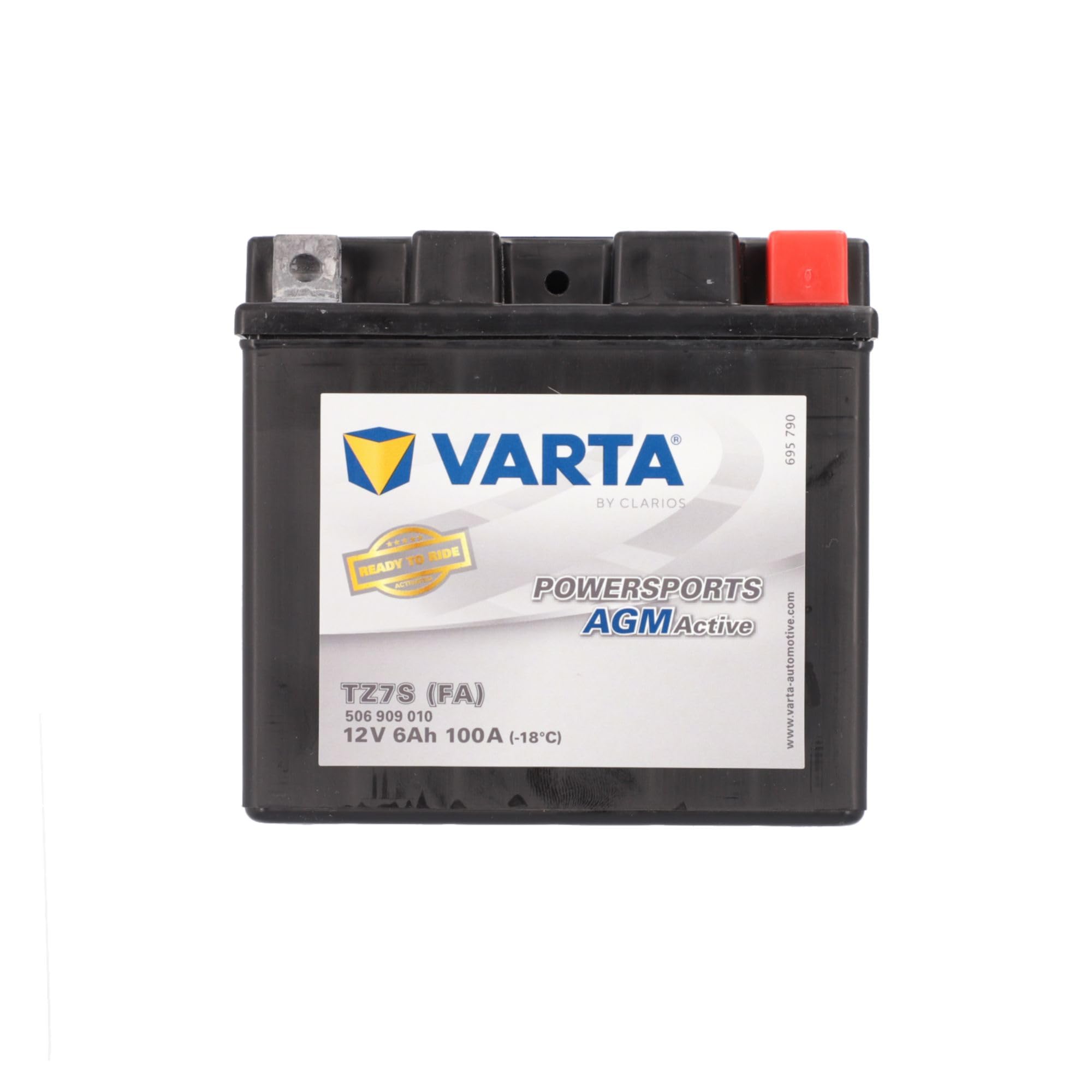VARTA motorcycle battery 6 Ah / 100 A - 105 mm Powersports Active AGM - long service life, pre-charged, maintenance-free, suitable for motorcycles, scooters, quads, jet skis and snowmobiles, black - 506909010