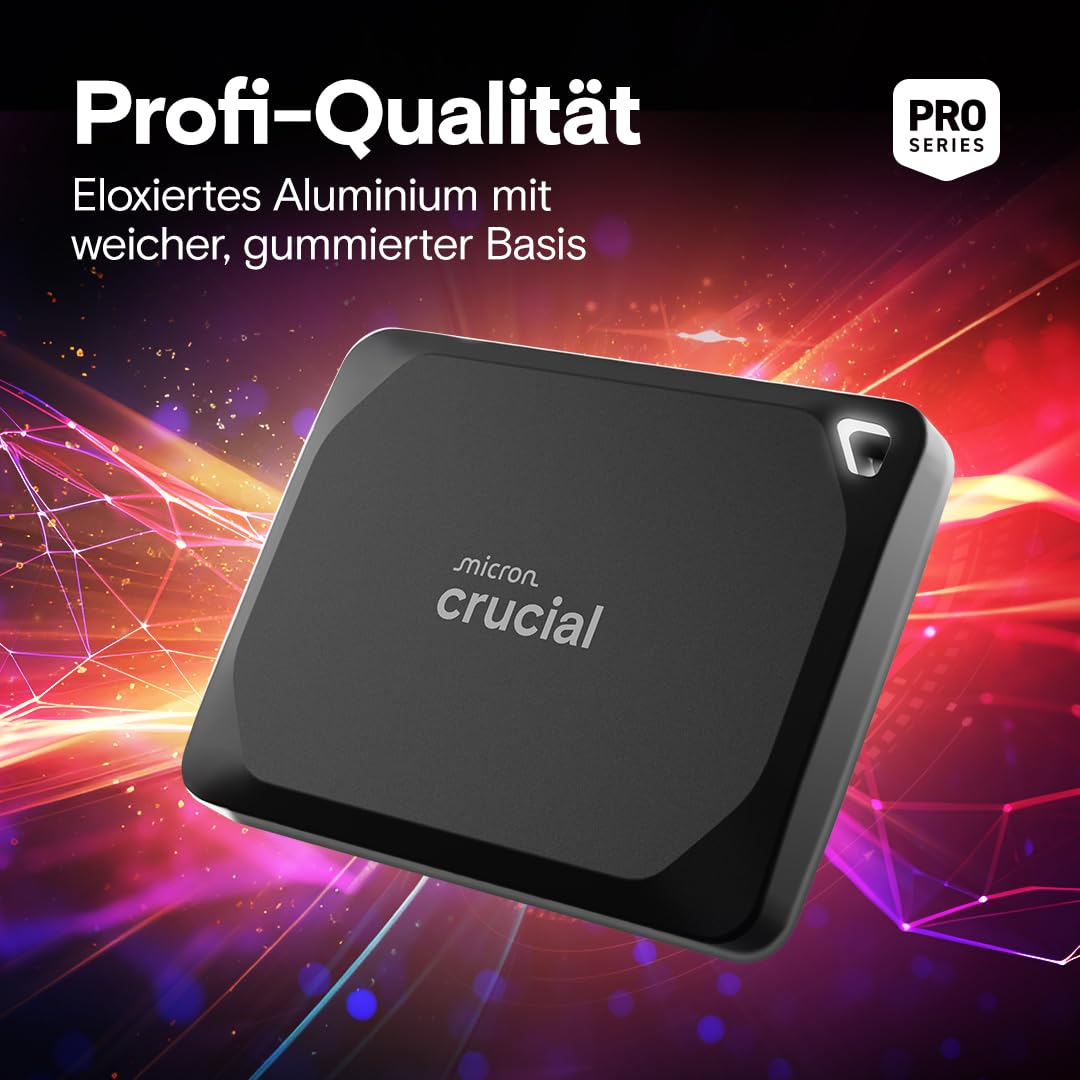 Crucial X10 Pro 2TB External SSD, up to 2100MB/s read and 2000MB/s write speeds, Portable Solid State Drive for PC and Mac, water and dust resistant (IP55), USB-C 3.2 - CT2000X10PROSSD902