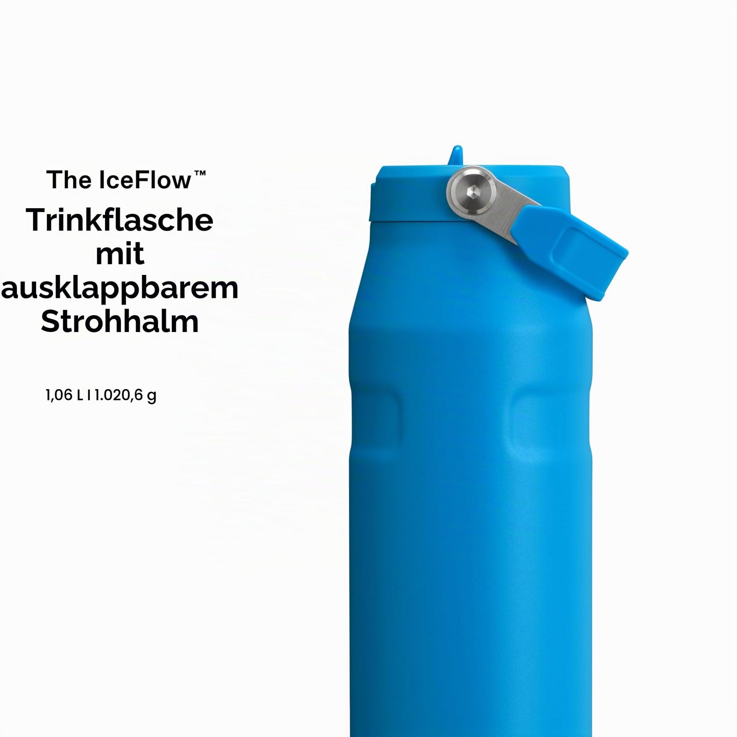 Stanley 1913 Flip Straw Drinking Bottle with Straw 1.06L - Thermal Mug Cools for 17 Hours - Ice Cold for 4 Days - BPA Free - Leakproof - For Cup Holders - Dishwasher Safe - Azure - 100000107945