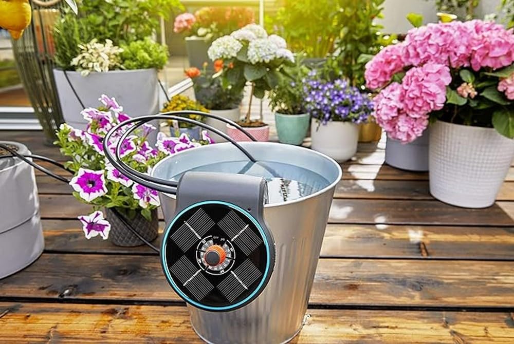 Gardena Solar Irrigation AquaBloom Set: Solar Powered Irrigation System for Balcony and Potted Plants, up to 4 m Height, Season Independent (13300-20)