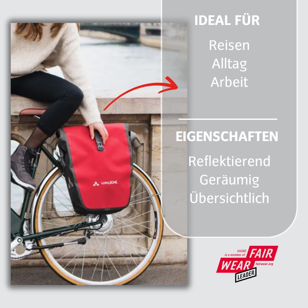 VAUDE bicycle bag for luggage rack Aqua Back Single 1 x 24 L in blue, rear wheel bag waterproof, bicycle luggage rack bag at the back, easy to attach - Made in Germany - 12413
