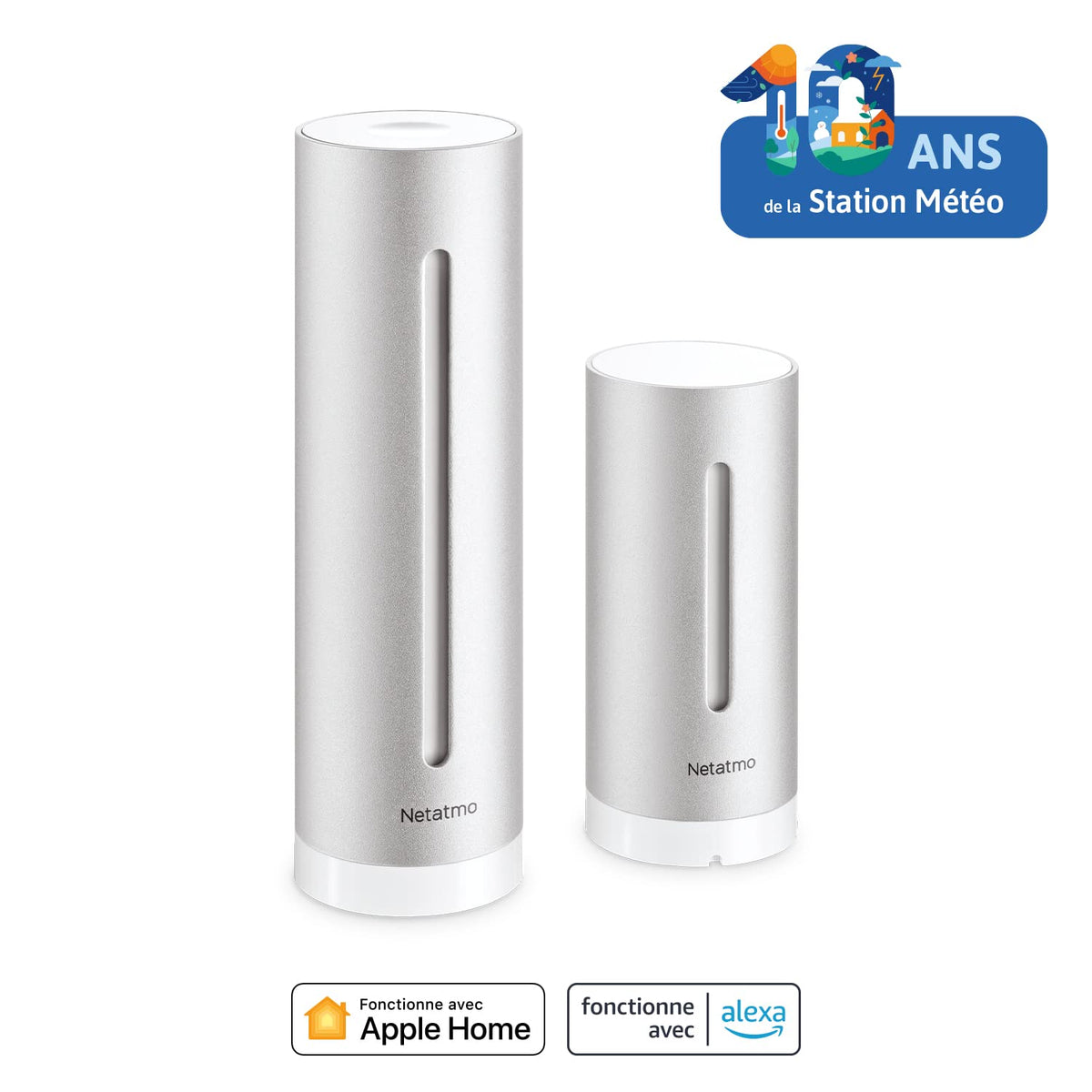 Netatmo Stație Meteo Inteligentă - WLAN, Radio, Senzaor Interior și Exterior, Prognoză Meteo, Amazon Alexa & Apple HomeKit, Higrometru, Calitate a Aerului, NWS01-EC, Negru