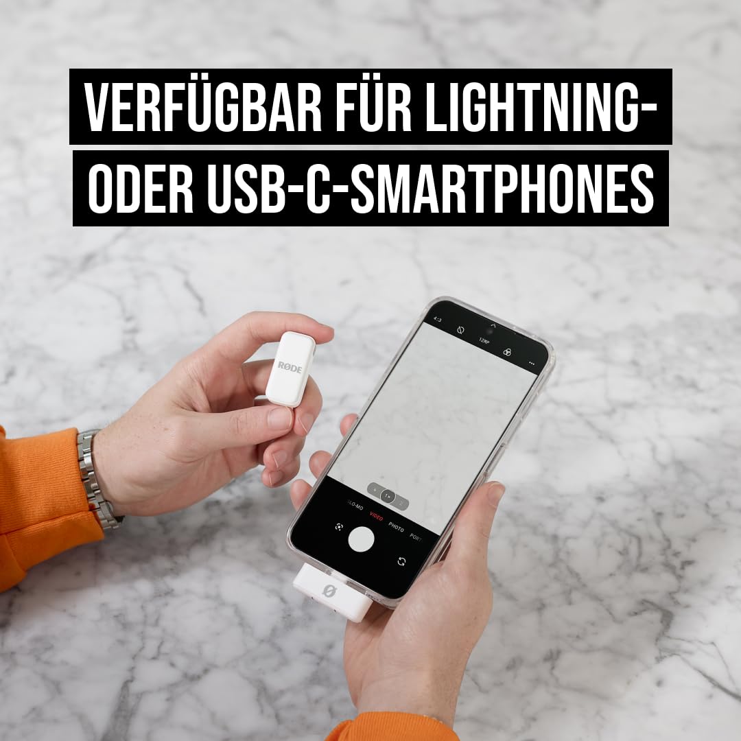 RØDE Wireless Micro - Compact wireless microphone, two microphones with charging case for content creation on the smartphone, USB-C, white - WIMICROCW
