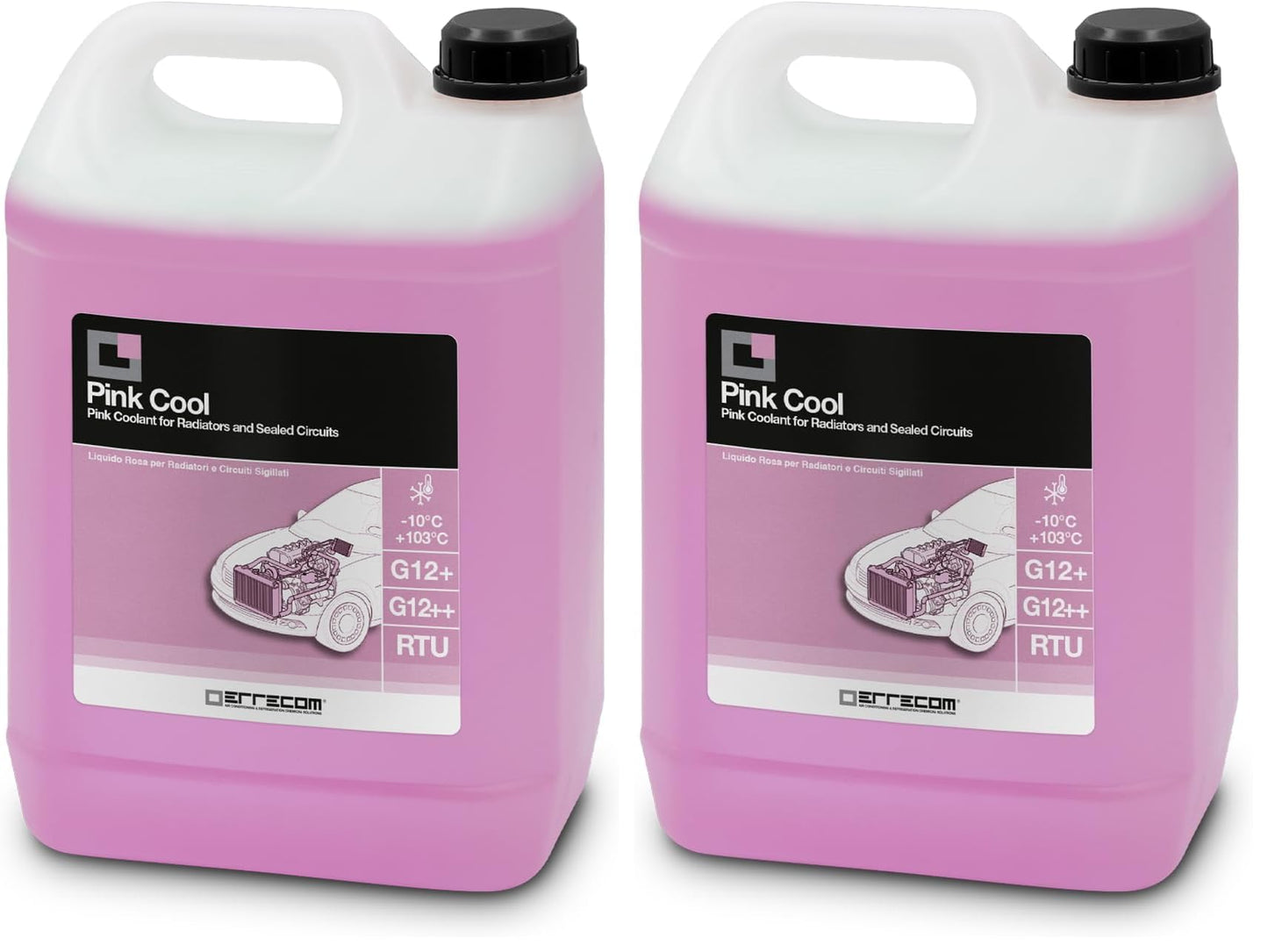ERRECOM Pink Cool, pink radiator fluid -10°C/+103°C, G12+ G12++ antifreeze, with SI-Oat inhibitor package 100% silylated, ready to use, 5 liters (pack of 2) - TR1282.P.01.EC