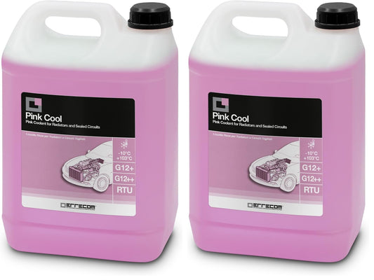 ERRECOM Pink Cool, pink radiator fluid -10°C/+103°C, G12+ G12++ antifreeze, with SI-Oat inhibitor package 100% silylated, ready to use, 5 liters (pack of 2) - TR1282.P.01.EC