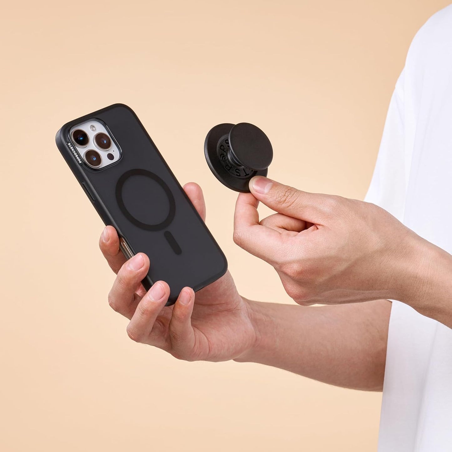 PopSockets Mobile Phone Grip for MagSafe, Magnetic Holder, Mobile Phone Stand, Black - Black - 806828