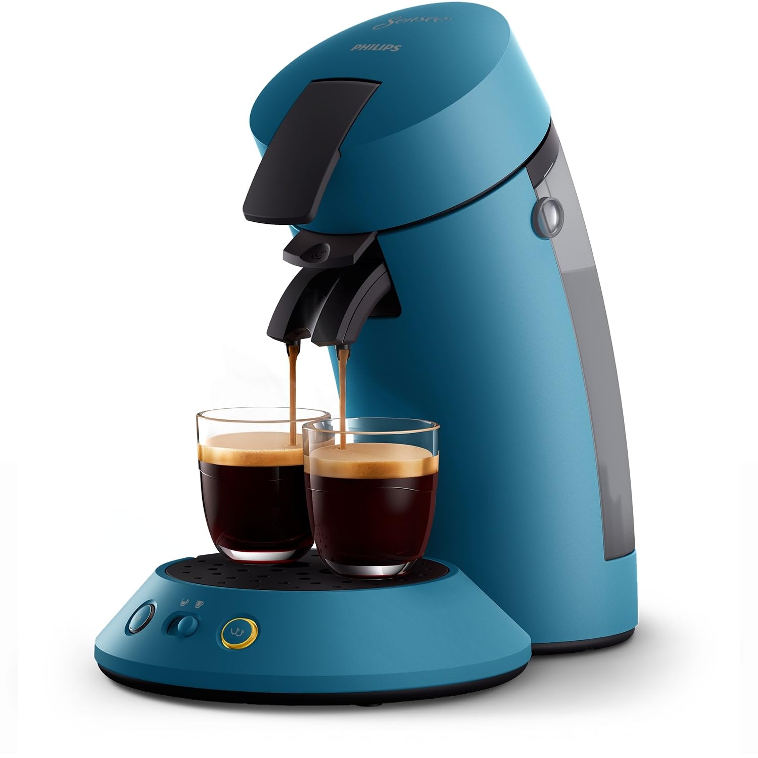 Philips Senseo Original Plus coffee pod machine, coffee strength selection, Coffee Boost technology, recycled plastic, Blue Pavone (CSA210/00)