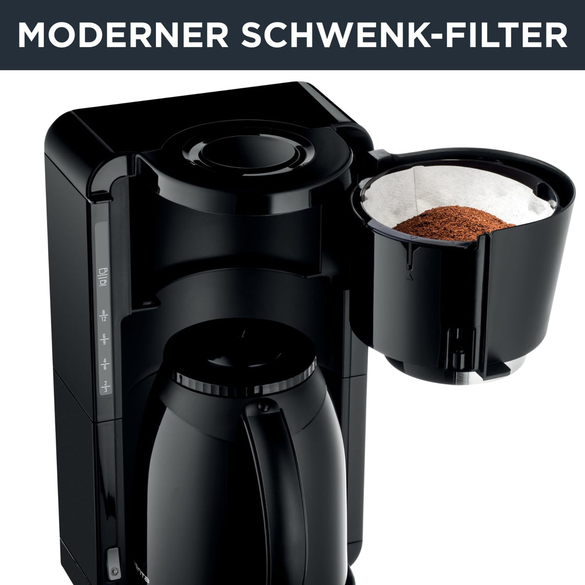 Rowenta Adagio Milano Filter Coffee Machine with Thermal Carafe, capacity 1 liter, 8-12 cups, automatic shut-off, removable filter holder, water level indicator, black, CT3808