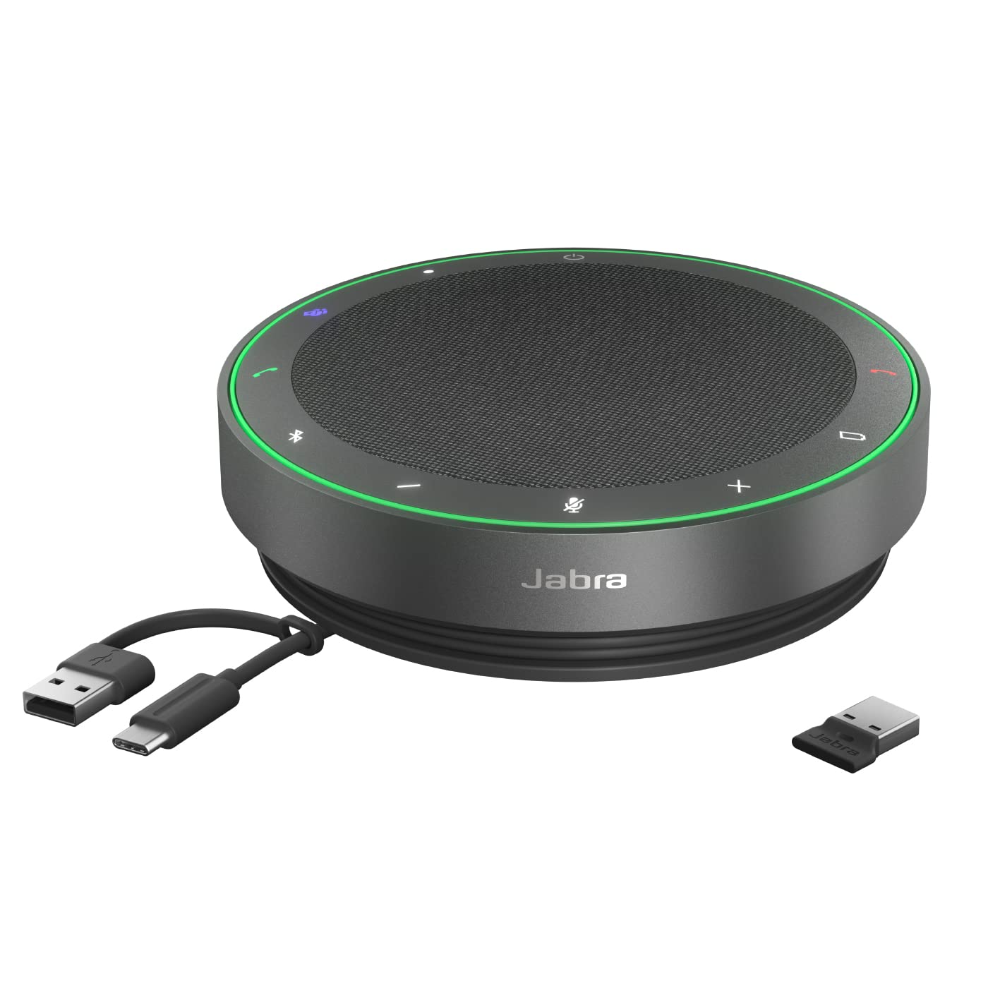 Jabra Speak2 75 wireless hands-free solution with USB-A Bluetooth adapter, 4 noise-cancelling microphones, 65 mm full-range speaker, MS Teams certified, dark gray - 2775-319