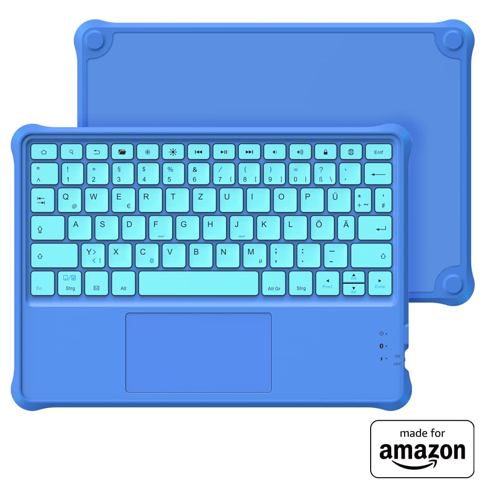 Made for Amazon Kids Blue Bluetooth Wireless Keyboard for Fire HD 10 Kids and Kids Pro Tablets - KAW0005