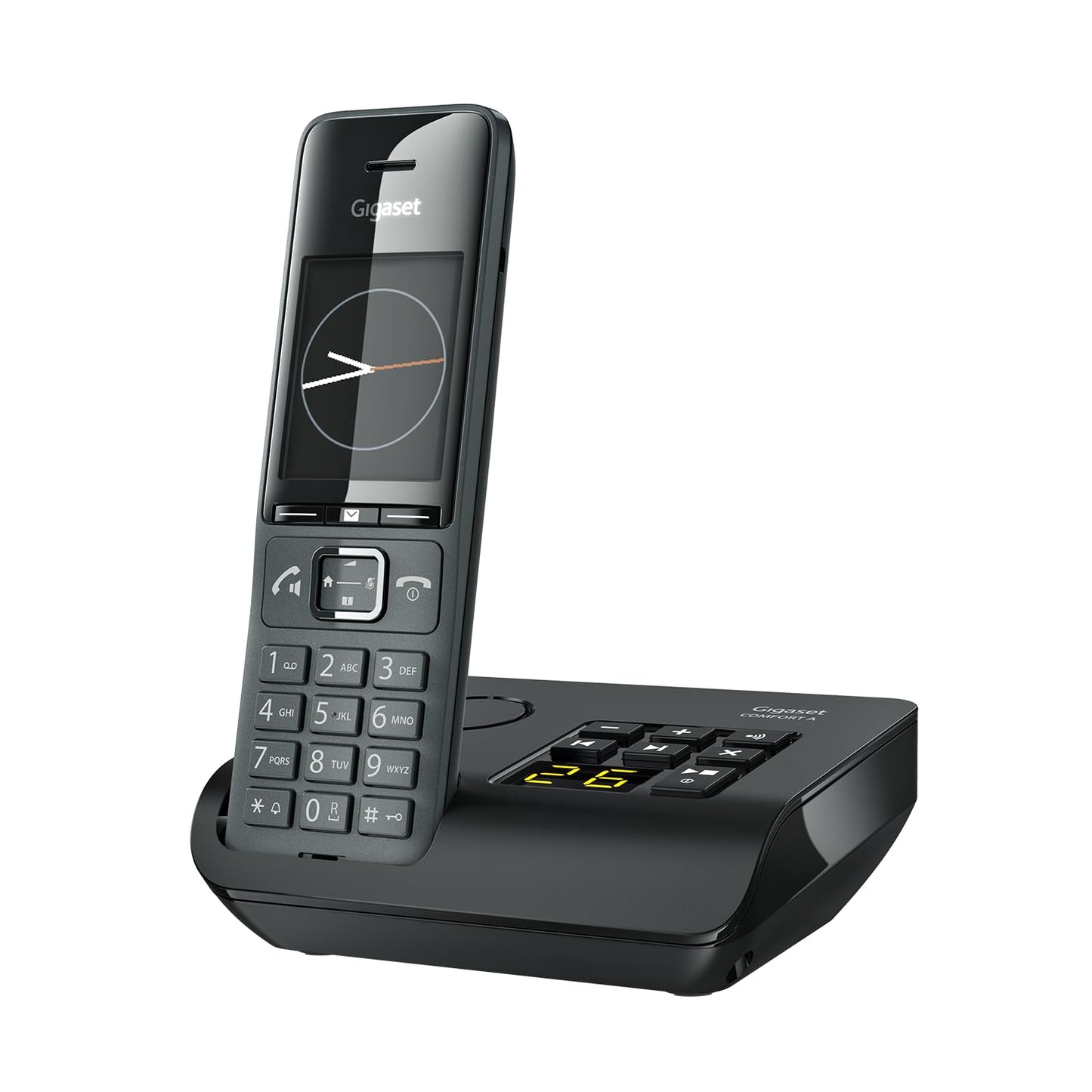 Gigaset Comfort 520A - Cordless DECT telephone with answering machine - Elegant design - Hands-free function - Comfort call protection - Address book with 200 contacts, titanium black [German version] - S30852-H3005-B103