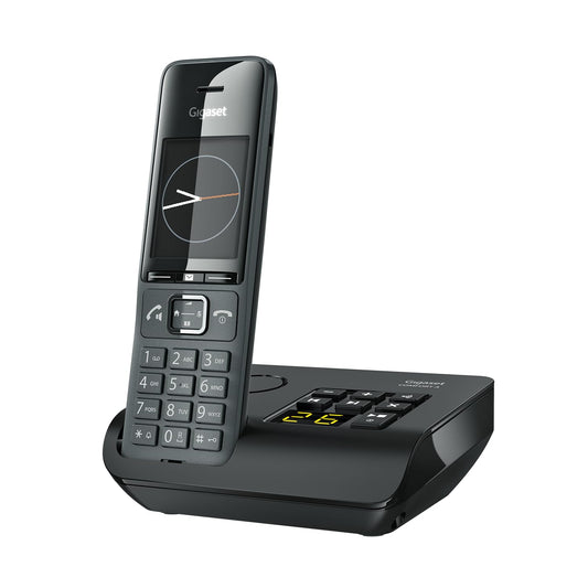 Gigaset Comfort 520A - Cordless DECT telephone with answering machine - Elegant design - Hands-free function - Comfort call protection - Address book with 200 contacts, titanium black [German version] - S30852-H3005-B103