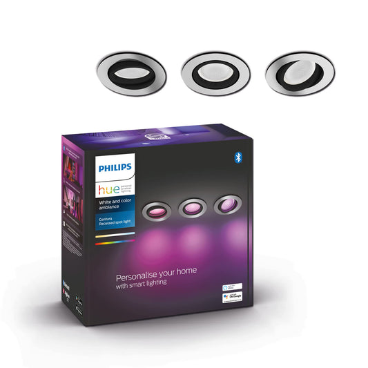Philips Hue Centura Spoturi încastrate, Rotund, Pachet de 3, Aluminiu - 8720169318854