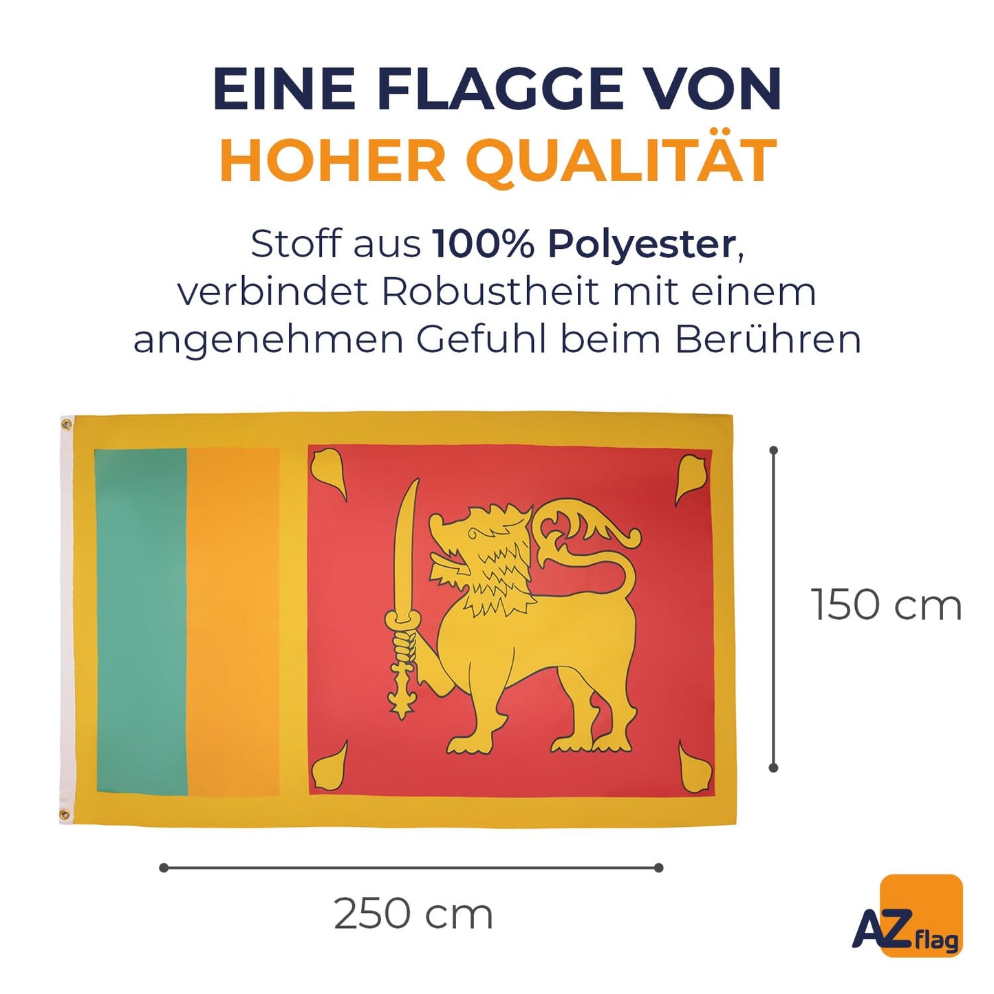 AZ FLAG - Sri Lanka Flag - 250x150 cm - Democratic Socialist Republic of Sri Lanka Large Flag 100% Polyester with Brass Eyelets - 300g - K_194