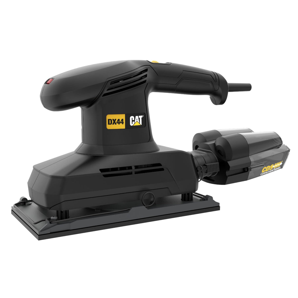 CAT DX44 Schwingschleifer 350W, 113x230 mm suprafață de șlefuire, 6000–11000 rpm, 2.4 mm circuit de oscilație, (inclusiv cutie de praf cu ciclon, adaptor, hârtie de șlefuit și perforator)