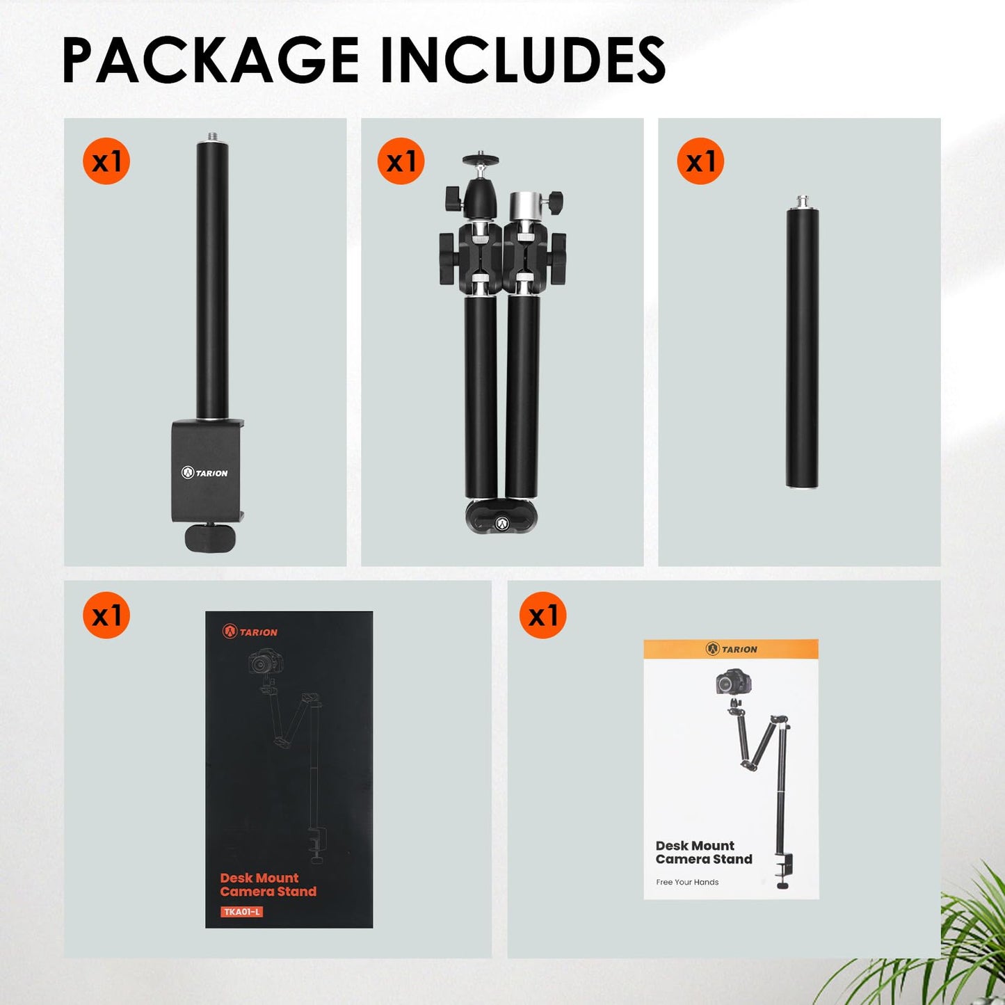 TARION Overhead Tripod Camera Table Tripod: Clamp Tripod Flexible Articulated Arm Table Mount with 1/4 Inch Screw for DSLR Cameras Ring Light Projector (L(TKA01, Improved Version)) - TKA01-L_Upgraded