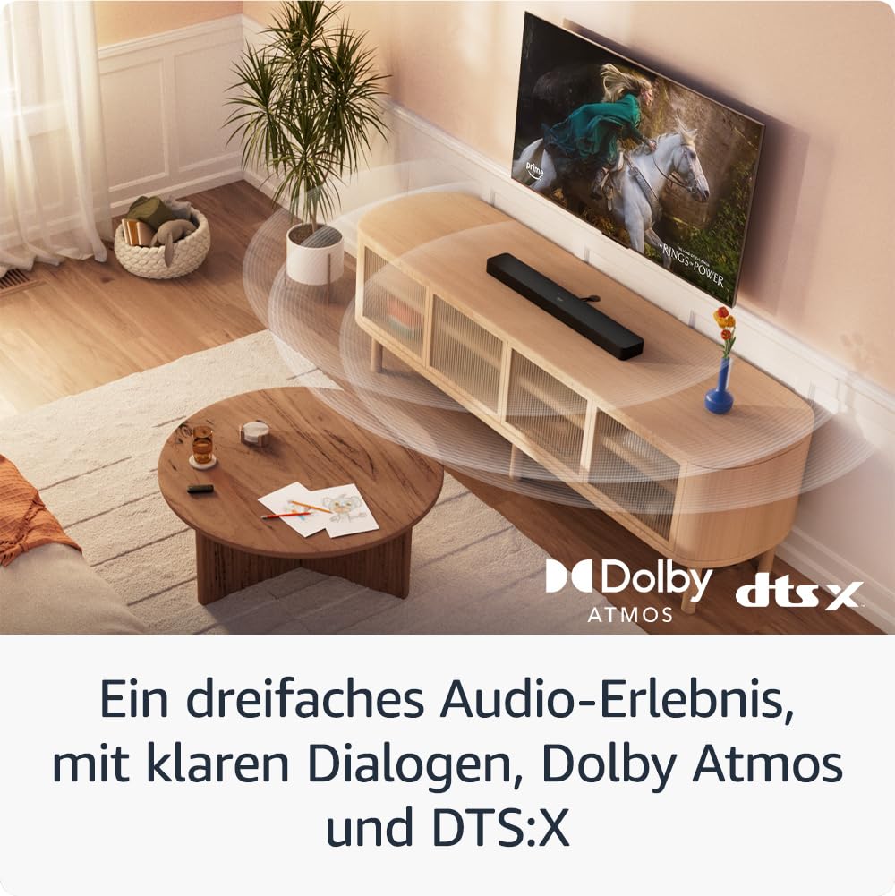 Amazon Fire TV Soundbar Plus | 3.1 channel sound, all-in-one design, Dolby Atmos, DTS:X, also ideal for dialogue - HM34BR