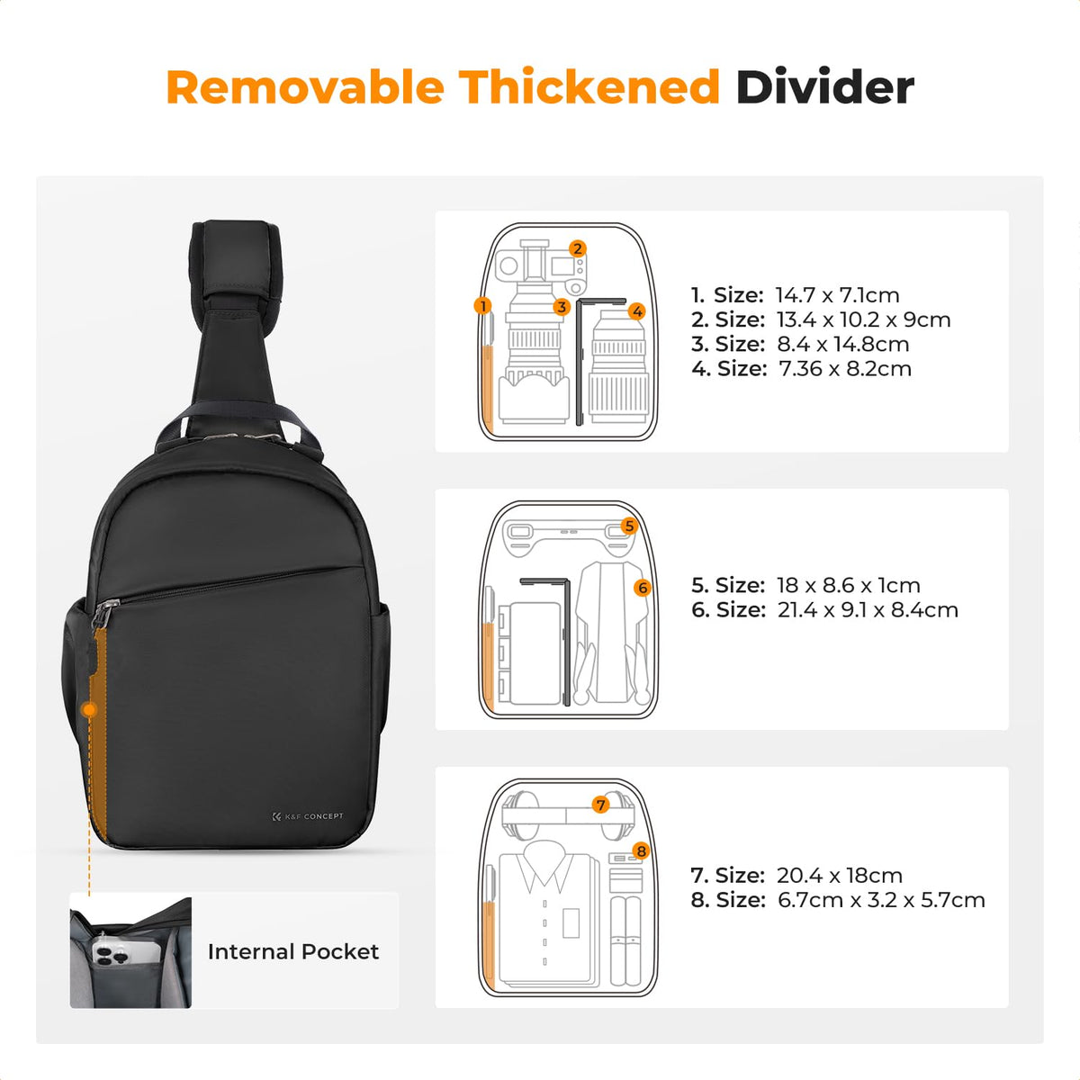 K&F CONCEPT Geantă pentru cameră, Geantă tip sling pentru cameră Rucsac foto mic - JPKF13.171US