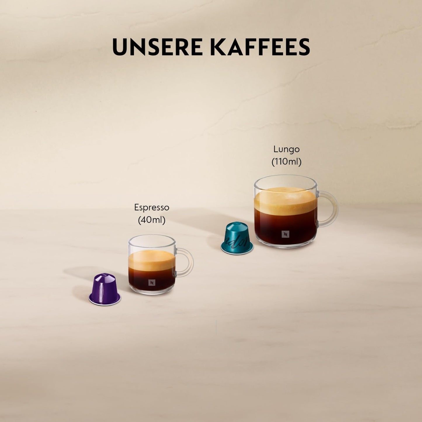 Nespresso De'Longhi EN 80.CW Inissia capsule machine, high pressure pump and energy saving function, automatic power off 9 minutes, cup capacity for espresso and lungo, 0.7 l water tank, vanilla cream