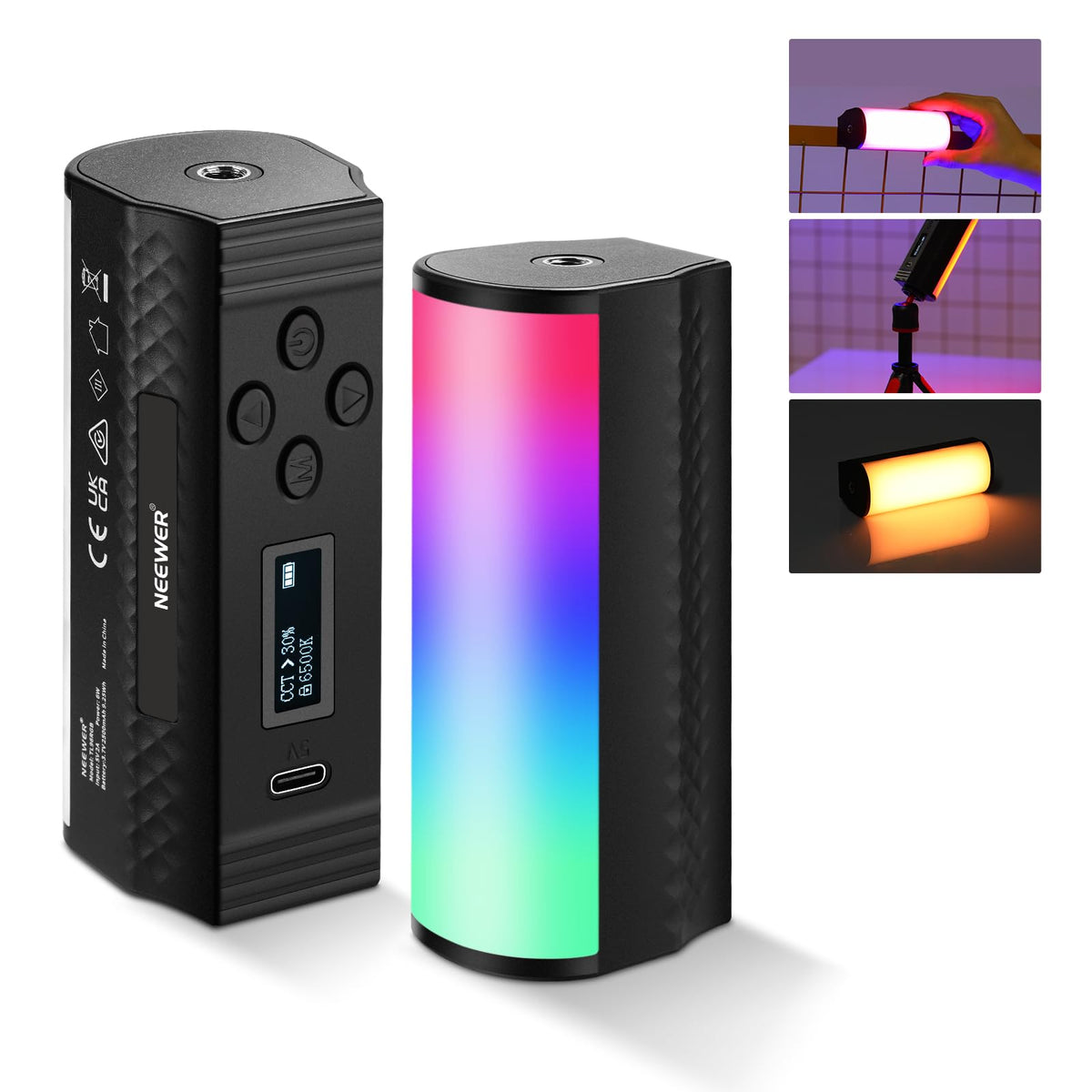 NEEWER Basics Magnetic Handheld Light Stick 360° Full RGB Mini LED, TL96RGB