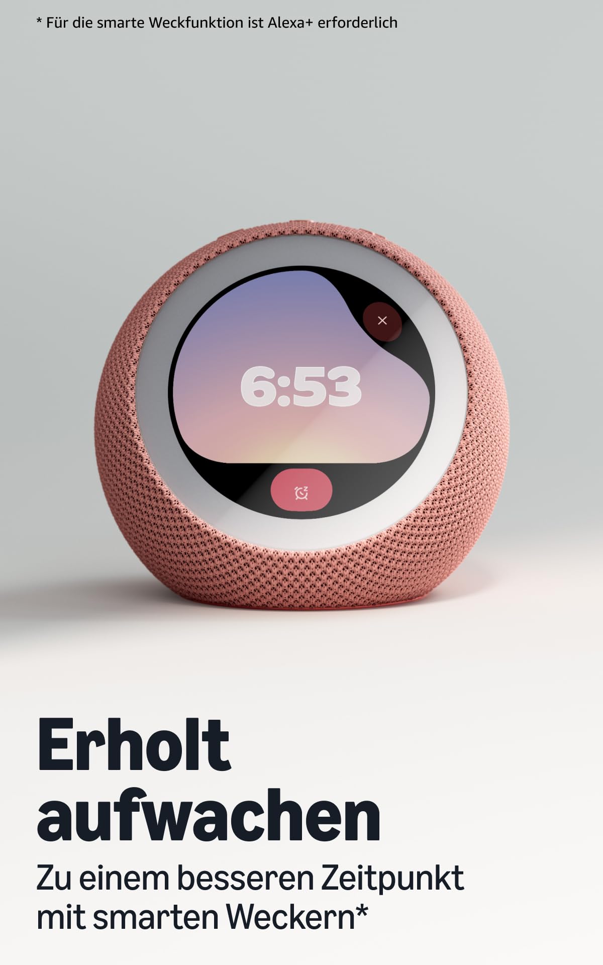 The new Amazon Echo Time, customizable clock designs, smart alarm clock, soundscapes, smart home hub, ideal for bedrooms, white, with Alexa+ Early Access - FS738N