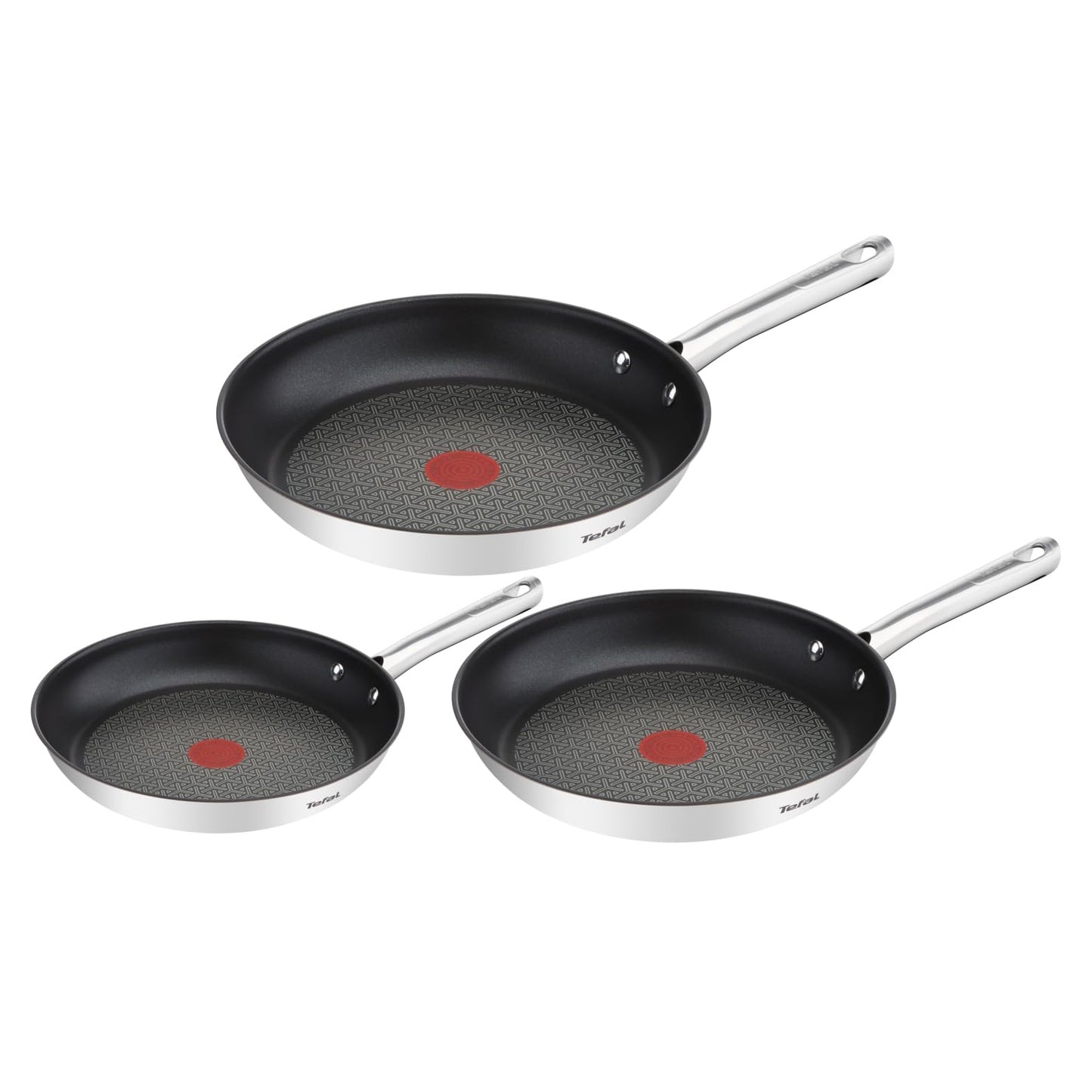 Tefal Duetto 3-piece pan set 20.24 and 28 cm, frying pans with thermo signal at ideal frying temperature, pans suitable for induction cookers, including induction cookers, A704S3 - A704S363