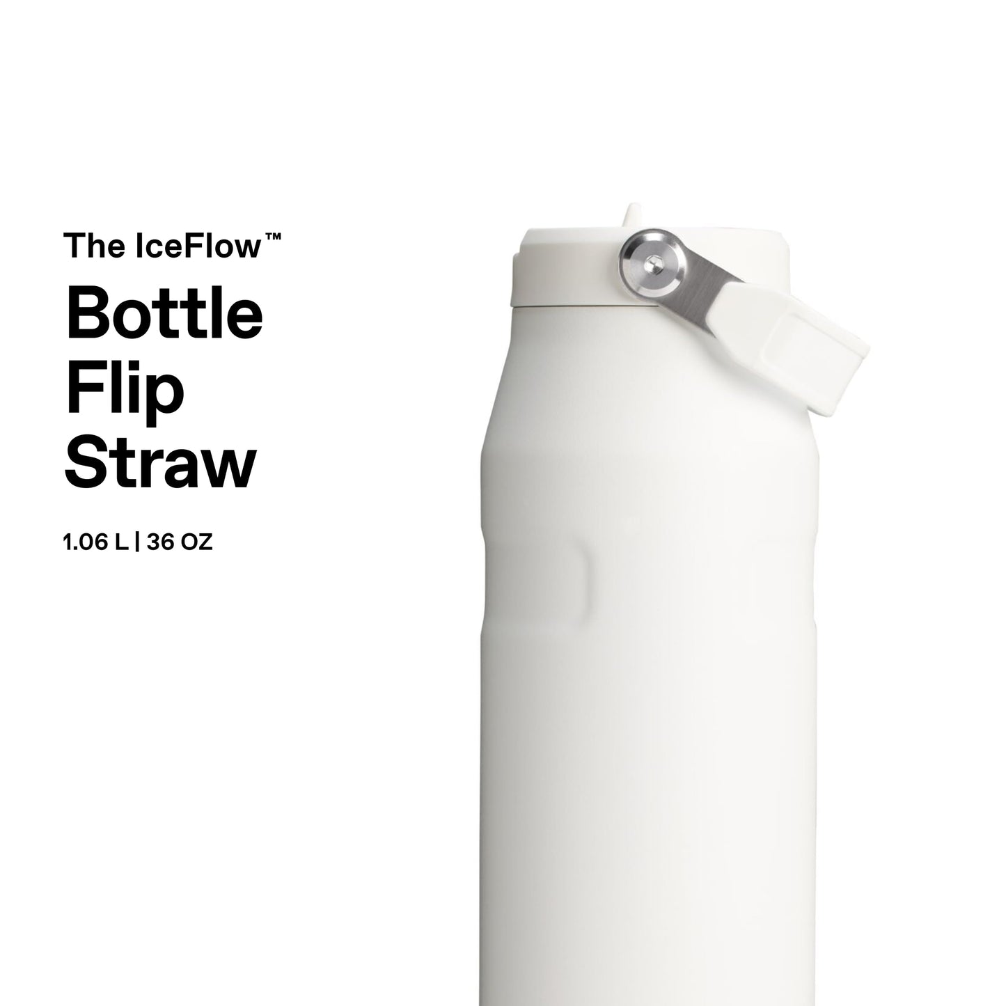 Stanley 1913 Flip Straw Drinking Bottle with Straw 1.06L - Thermal Mug Cools for 17 Hours - 4 Days Ice Cold - BPA Free - Leakproof - For Drink Holders - Dishwasher Safe - Frost - 100000108035
