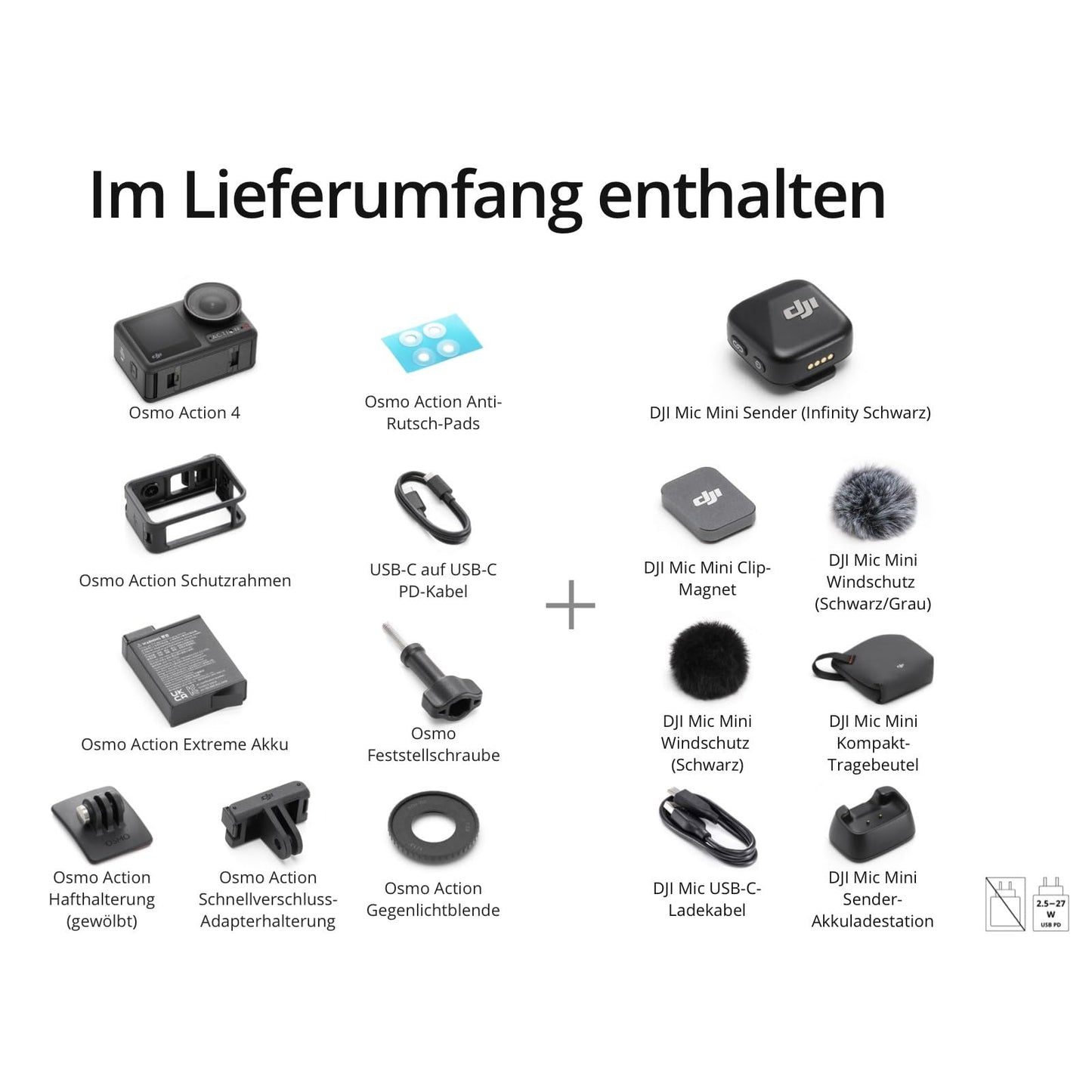 DJI Osmo Action 4 + Mic Mini Sender (Infinity Schwarz) CP.OS.00000270.01