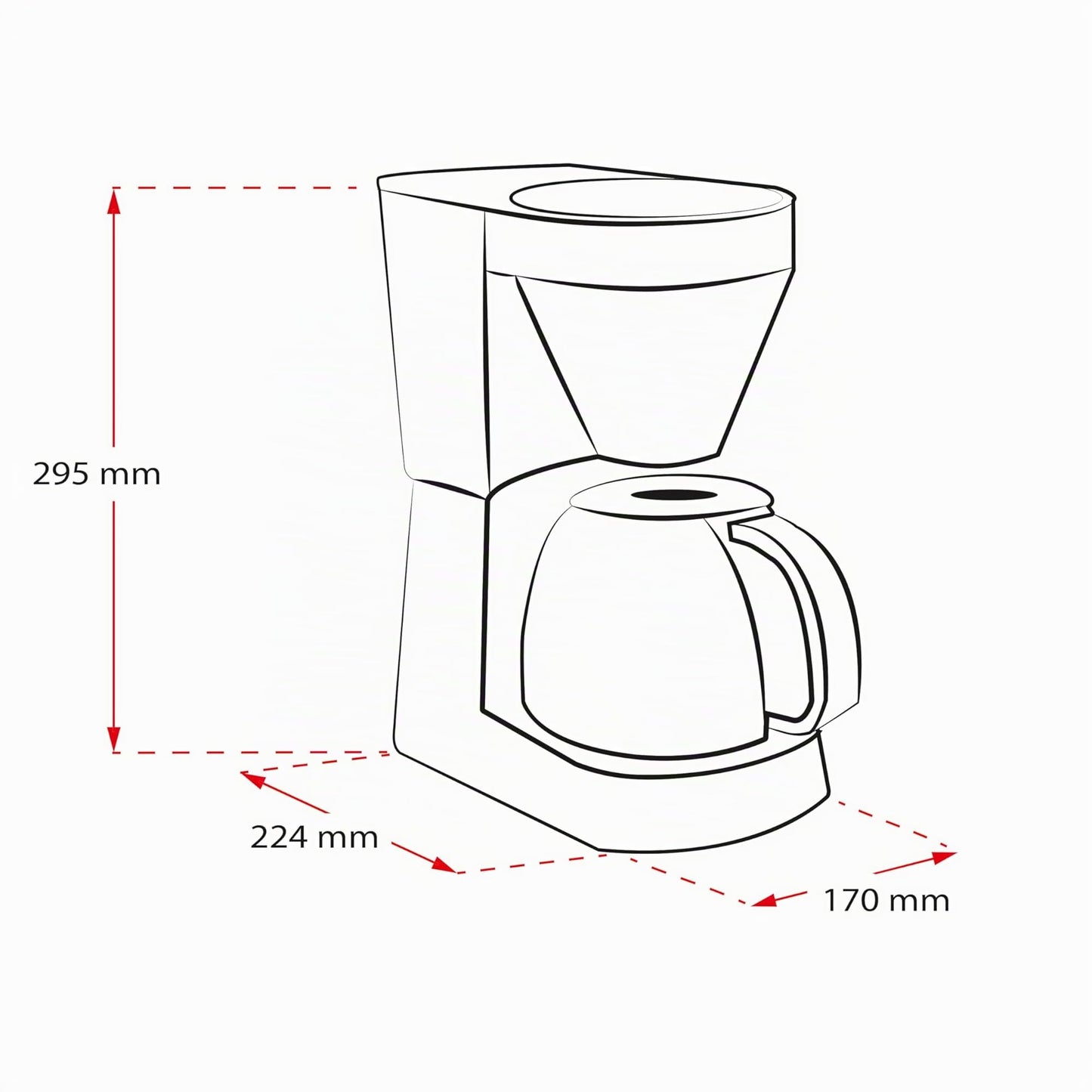 Melitta Easy – filter coffee machine with glass jug, for up to 10 cups of coffee, in black - 1023-02