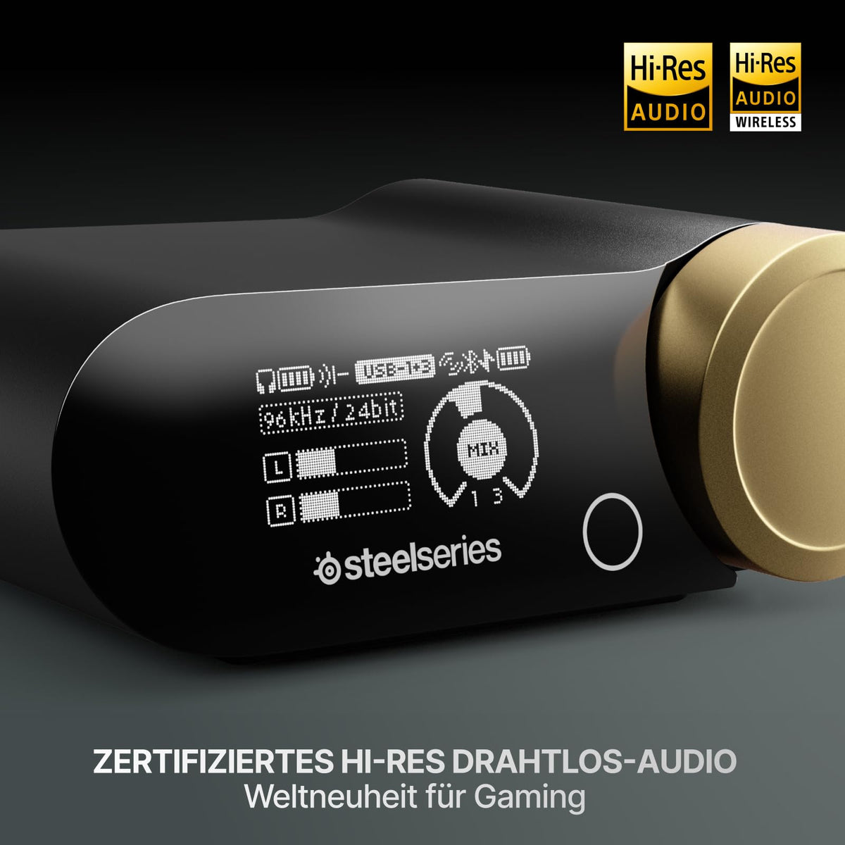 SteelSeries Arctis Nova Elite - Căști de gaming wireless Hi-Res – 96 kHz/24 Bit – fibră de carbon – ANC – reducerea zgomotului cu AI – aplicație – 2,4 GHz + BT – mixare multi-sursă – OmniPlay PC+PS+Xbox - 61663