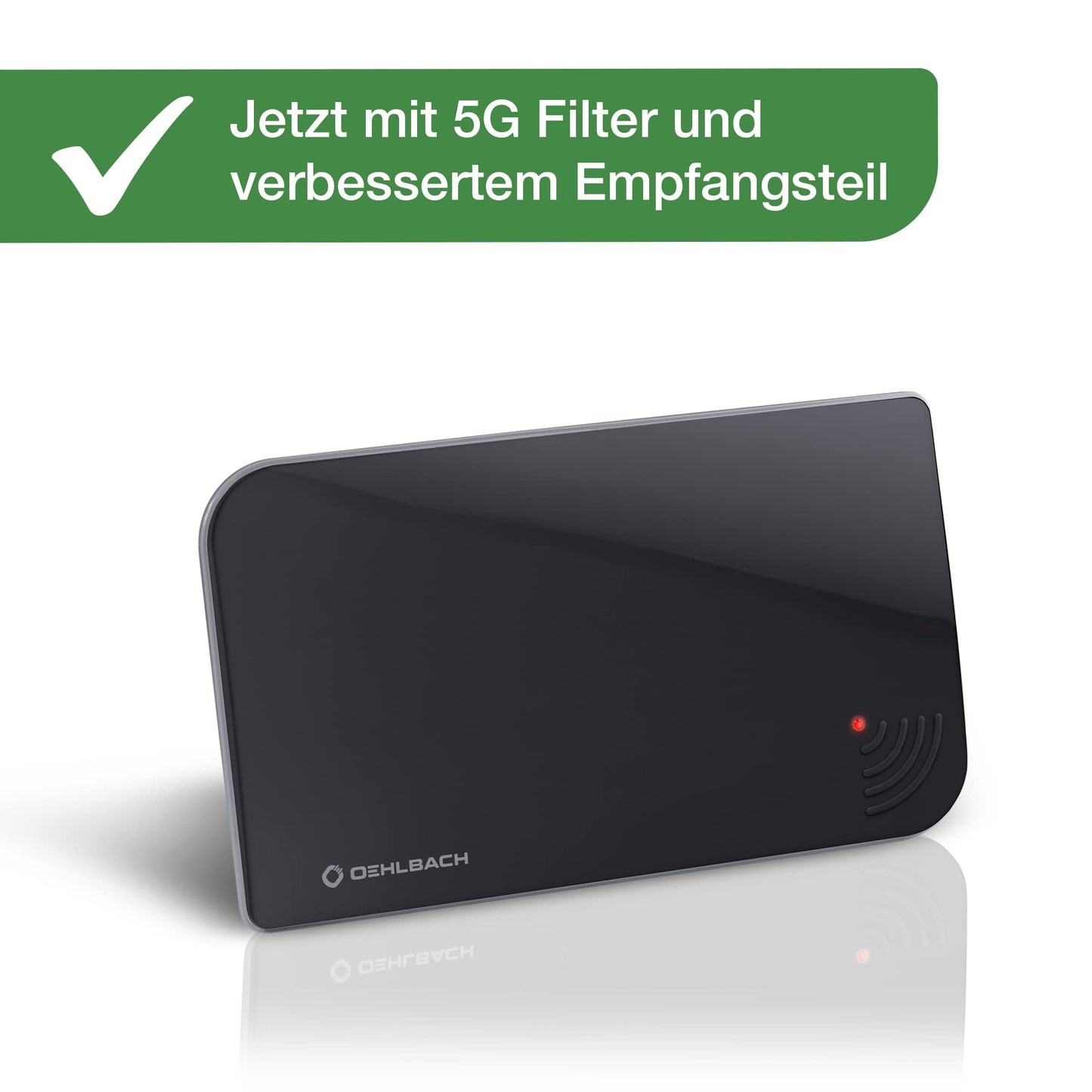 Oehlbach Scope Vision 5G DVB-T2 HD antenna - digital indoor antenna - active DVB-T2 amplifier - successor to our test winner - with 5G filter - black - D1C17236