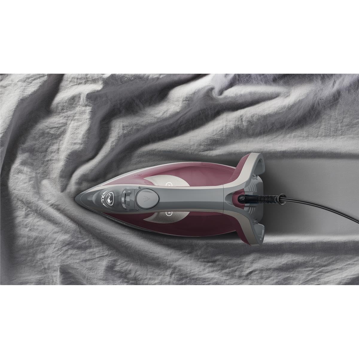 Tefal Fier de călcat cu abur Smart Protect Plus, 2800W, eliberare continuă de abur de până la 40 g/min., oprire automată, abur vertical, talpă de călcat Durilium Airglide, vin roșu/gri, FV6870