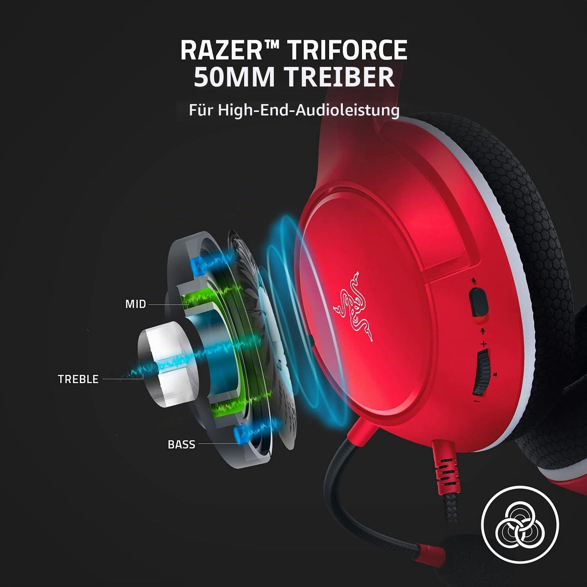 Razer Kaira X - Căști de gaming cu fir pentru Xbox Series X|S (driveri TriForce de 50 mm, microfon HyperClear cu diagramă cardioidă, controale integrate, compatibilitate multiplatformă) Roșu - RZ04-03970500-R3M1