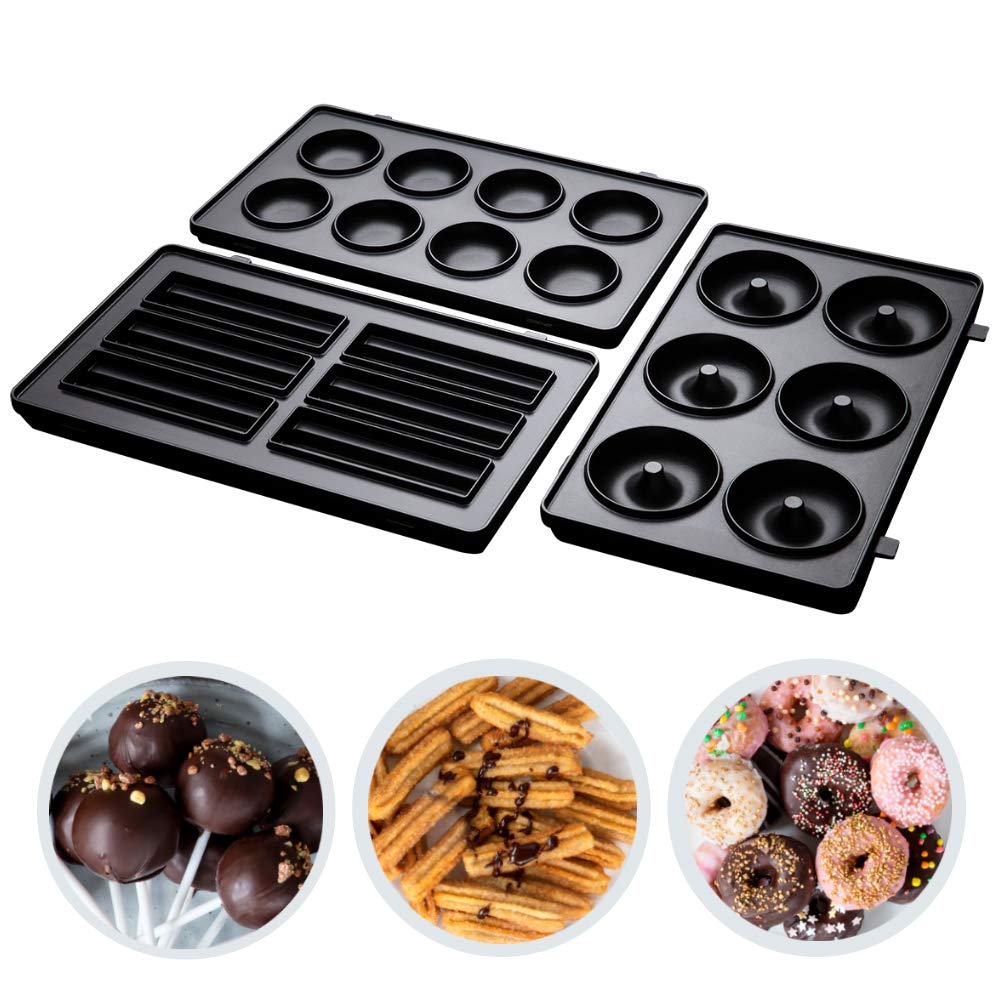 Set de plăci suplimentare Russell Hobbs 3 bucăți [Cake Pop, Mini Donut & Churros] pentru aparat multifuncțional 3-1 Fiesta 24540-56 (plăci de calitate superioară, antiaderente, potrivite pentru mașina de spălat vase) 25490-56