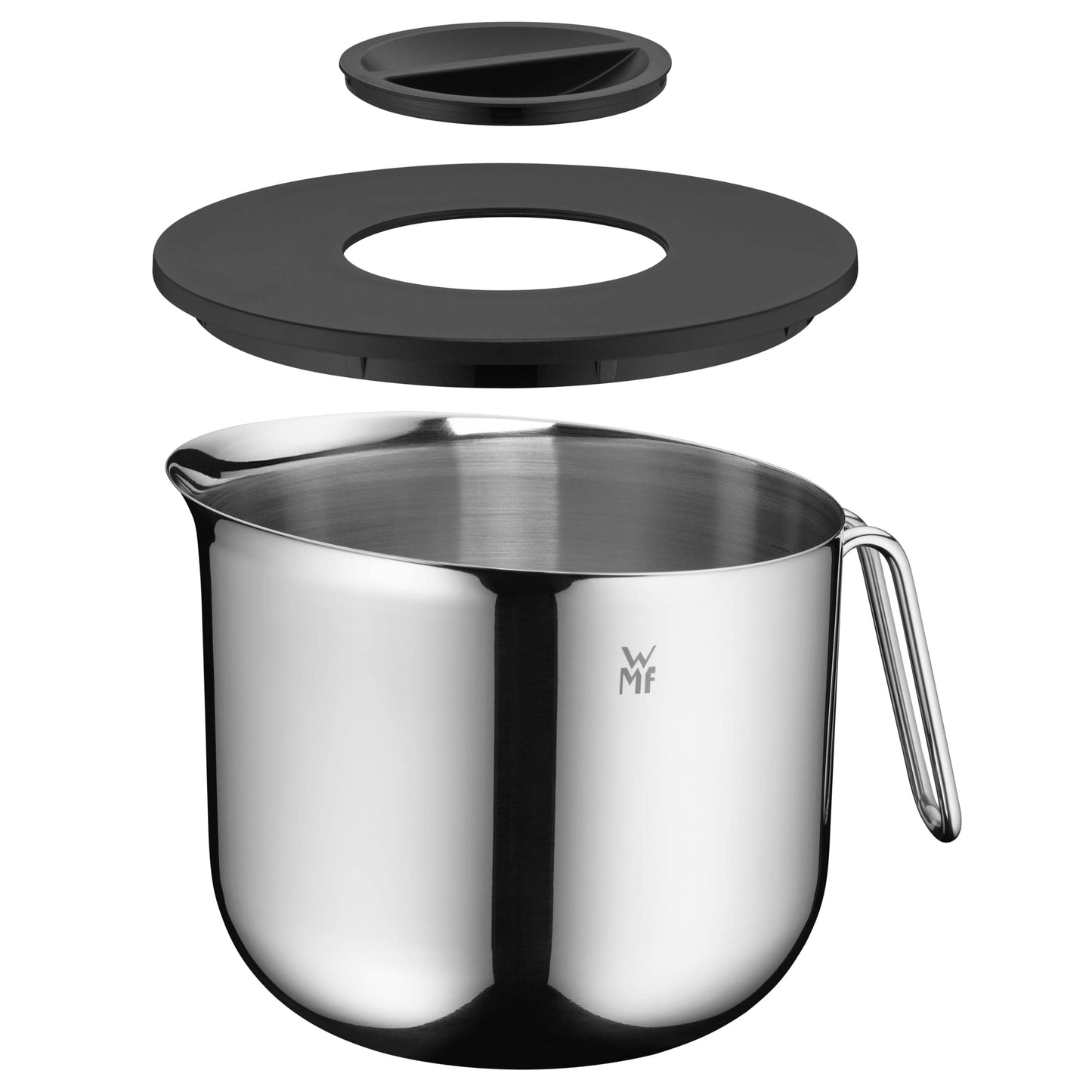 WMF Function Bowls stainless steel mixing bowl with lid 2.5l, mixing bowl with splash guard 18.5 cm, polished Cromargan stainless steel, internal scaling, dishwasher safe - 06.4566.6030