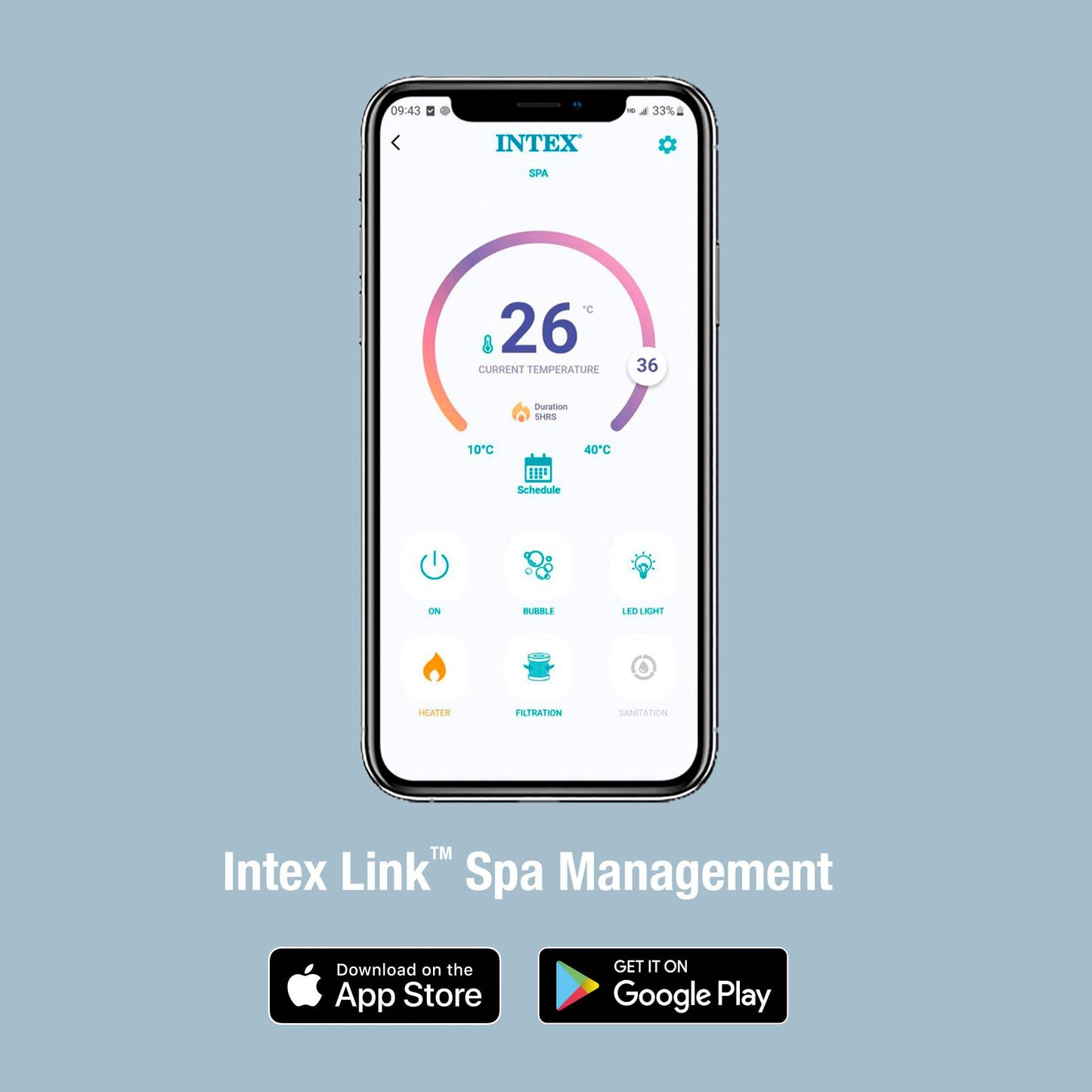 INTEX PureSPA Bubble Glow Deluxe inflatable indoor & outdoor whirlpool for 4 people with ambient light (196x71cm) water softening & salt water system - 140 massage jets - 2200 W heating system (28494NP)