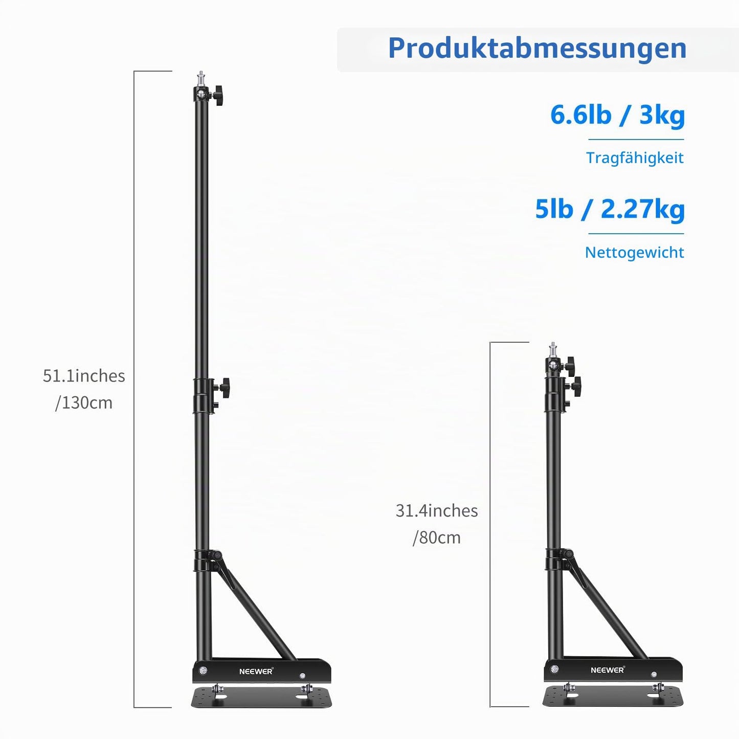 NEEWER Wall Mounted Boom Arm with Triangle Base for Photography Studio Video Strobe Light Monolight Softbox Umbrella Reflector, 180 Degree Rotation, Max Length 51.2 Inches/130cm (Black) - ST-WM130