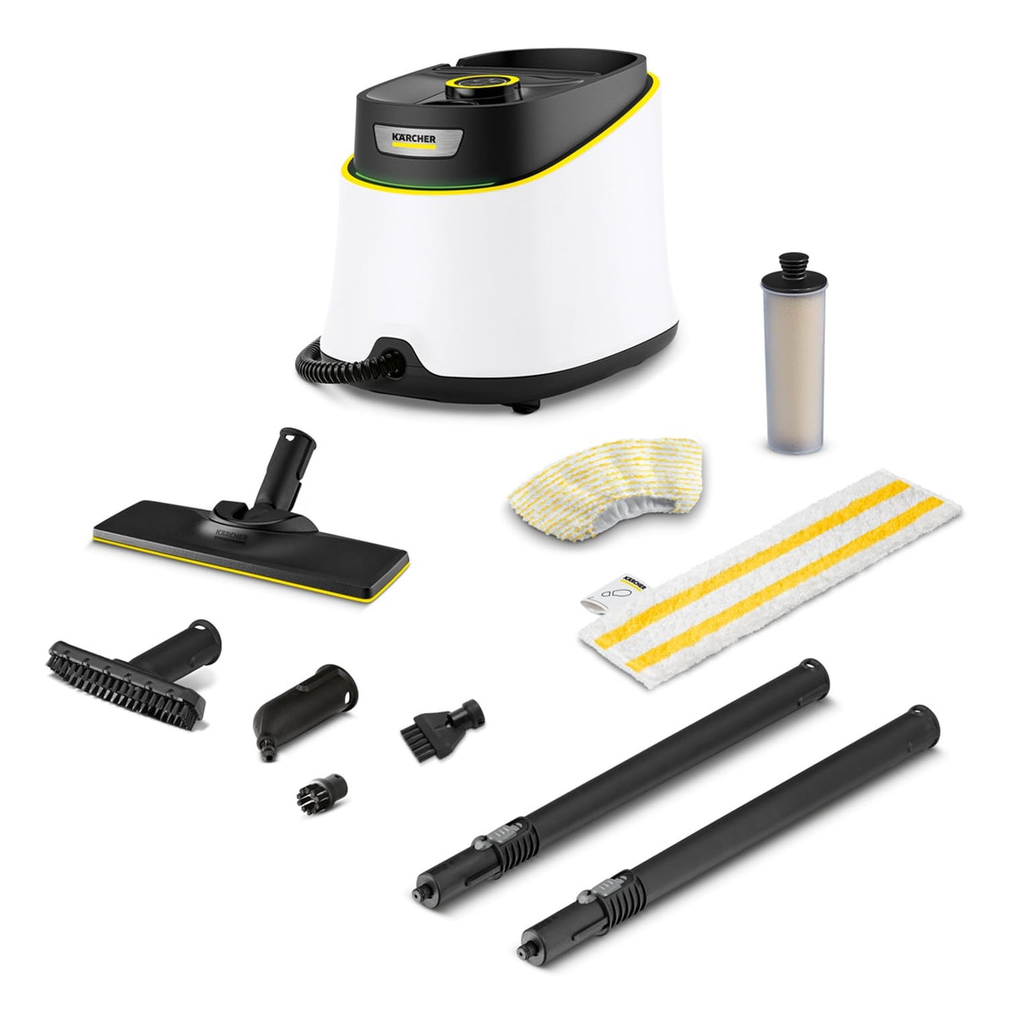 Kärcher steam cleaner SC 3 Deluxe, steam pressure: 3.5 bar, heating time: 30 s, power: 1,900 W, area performance: 75 m², tank: 1 l, with floor cleaning set, microfiber cover, nozzles and round brush, white - 1.513-430.0