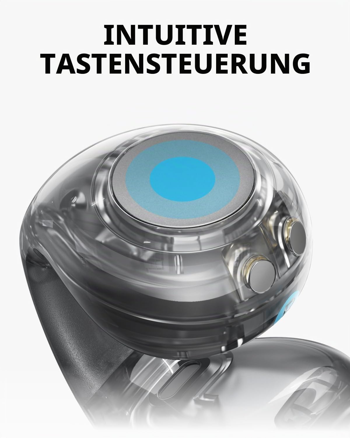 soundcore C40i from Anker, open-ear earbuds, clip-on headphones, flexible joint design, button control, feather-light comfort, firm hold with attachable ear clips, large drivers for clear sound - A3331