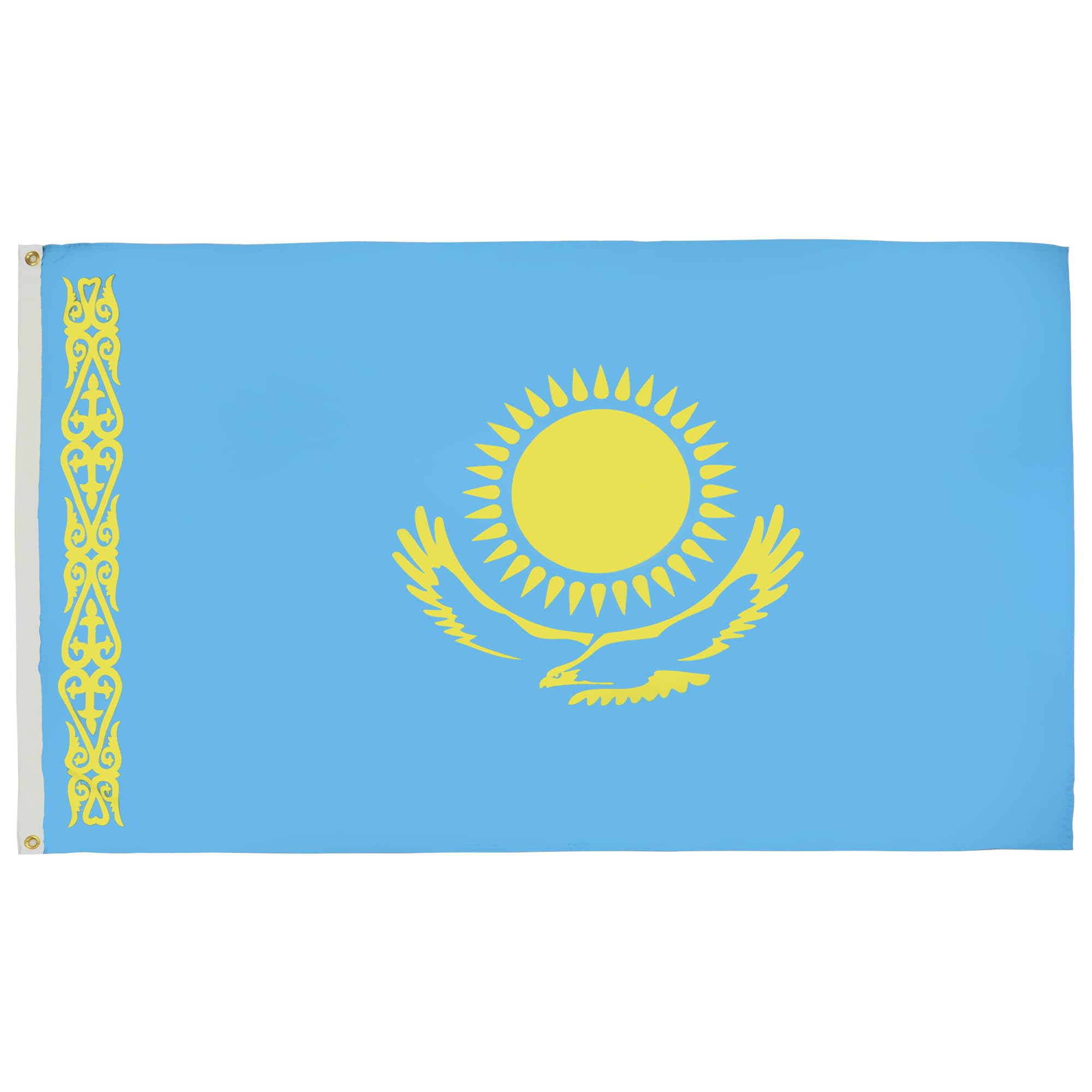 AZ FLAG - Kazakhstan flag - 250x150 cm - Republic of Kazakhstan Large flag 100% polyester with brass eyelets - 300g - K_108