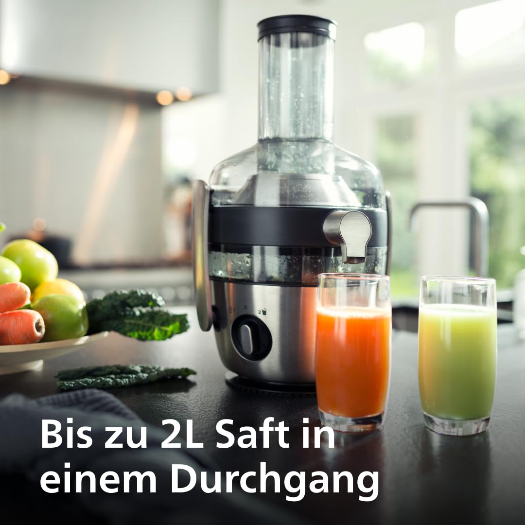 Philips 3000 Series Juicer - XXL filling chute, FibreBoost technology, QuickClean, 2L capacity, 1100W powerful motor for fresh & pulp-rich juice (HR1921/20) - HR192120