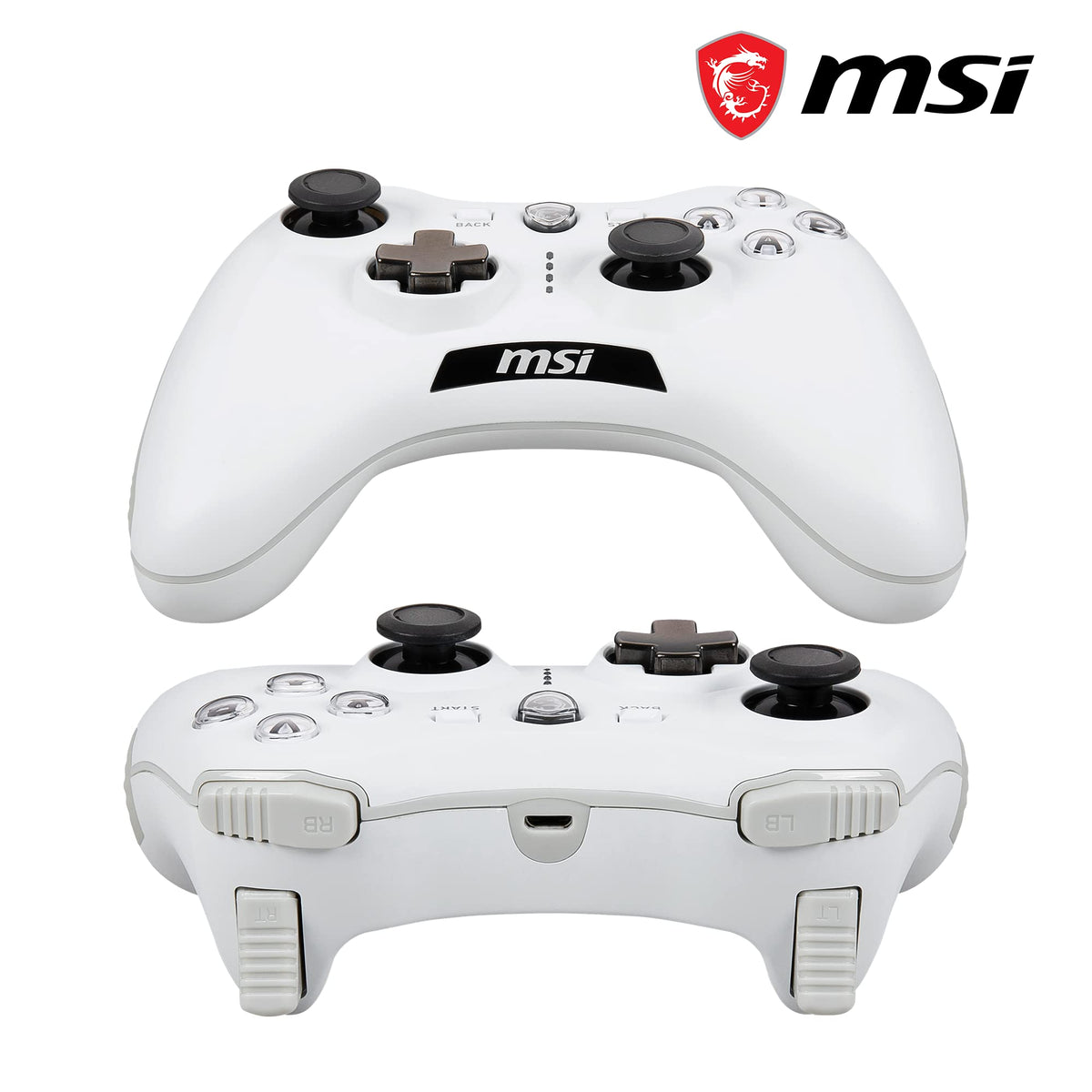 MSI Force GC20 V2 White Controler pentru PC cu fir - capace D-Pad interschimbabile, două motoare de vibrație, USB 2.0 - alb, cu fir - S10-04G0020-EC4