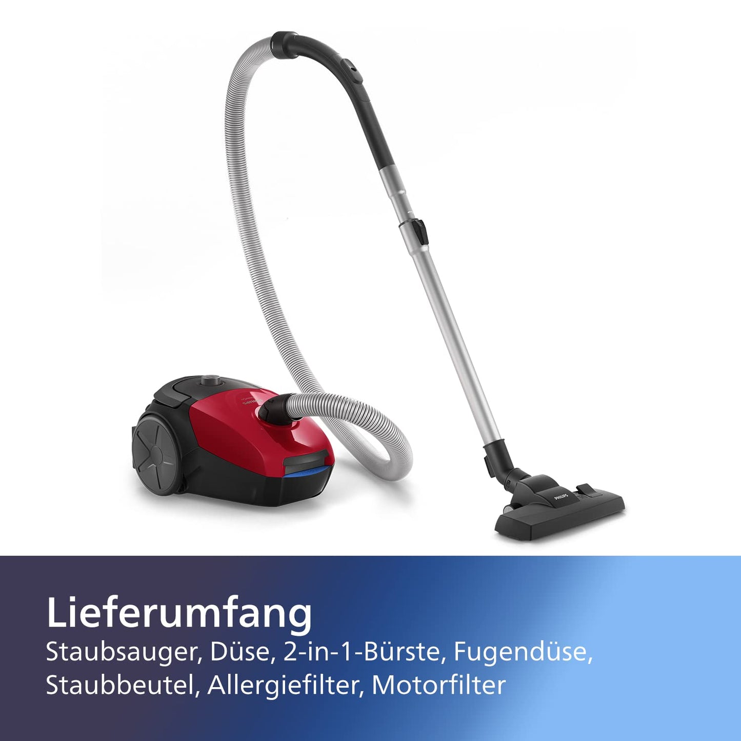 PHILIPS Series 2000 Bagged Vacuum Cleaner - 900W Vacuum Cleaner with Allergy Filter, 9m Operating Radius (FC8243/09)