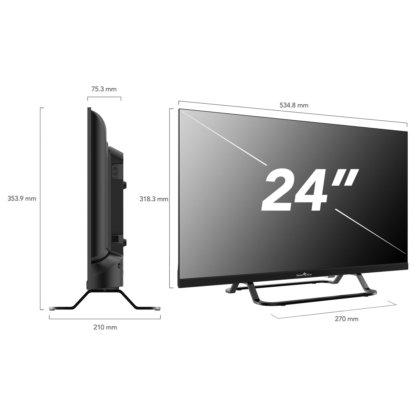 Smart Tech TV LED HD 24' (60 cm) 24HV02V VIDAA 3xHDMI 2xUSB Hotel Mode, Netflix, YouTube, Video, Disney+ - 24hv02v