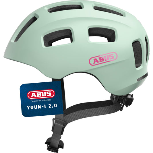 ABUS Youn-I 2.0 bicycle helmet - with light for children, teenagers and young adults - girls, boys - mint, size S, mint (iced mint), S (48-54 cm) - 91892