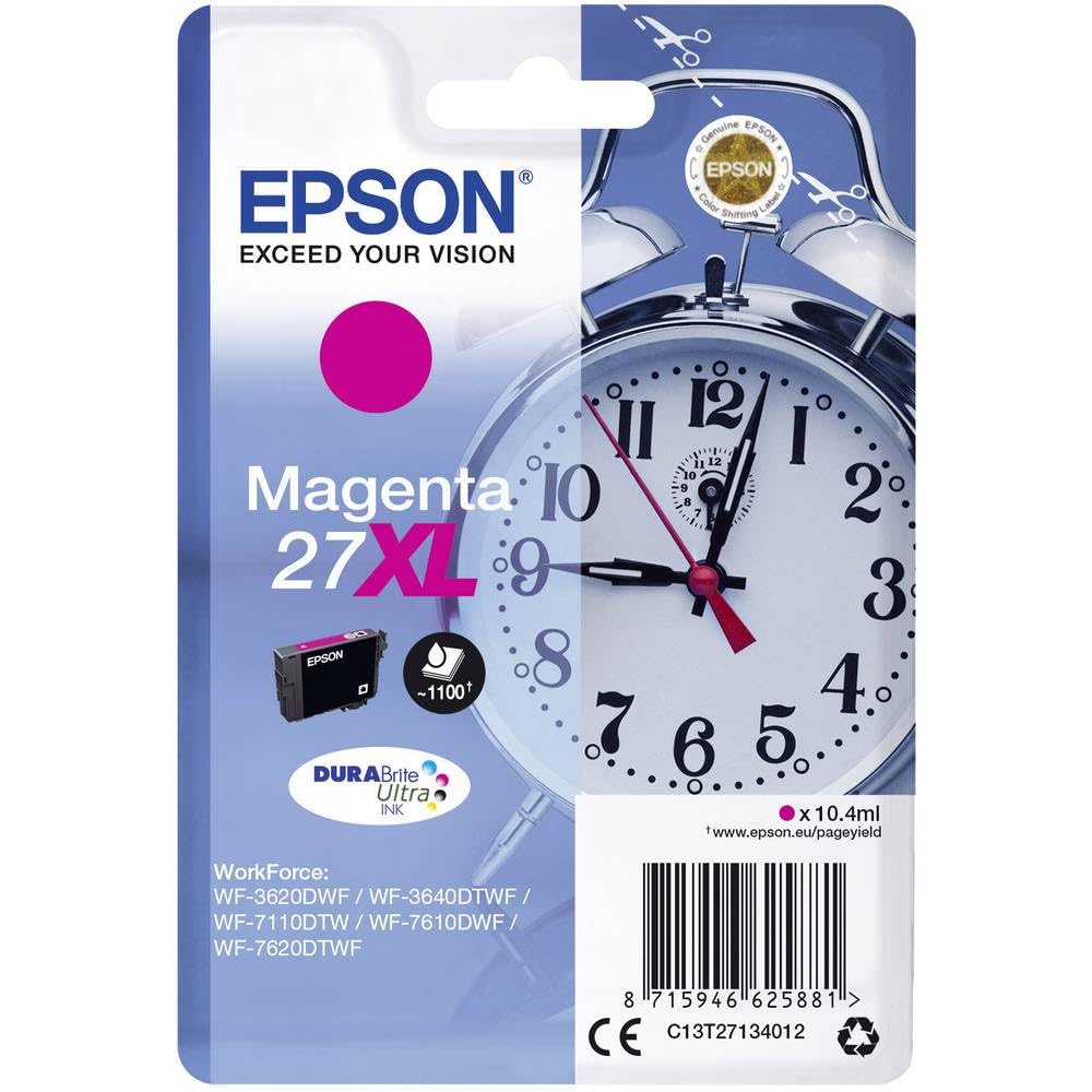Epson Original 27XL Ink Cartridge (WF-3620DWF, WF-3640DTWF, WF-7110DTW, WF-7210DTW, WF-7610DWF, WF-7620DTWF, WF-7710DWF, WF-7715DWF, WF-7720DTWF), magenta - C13T27134012