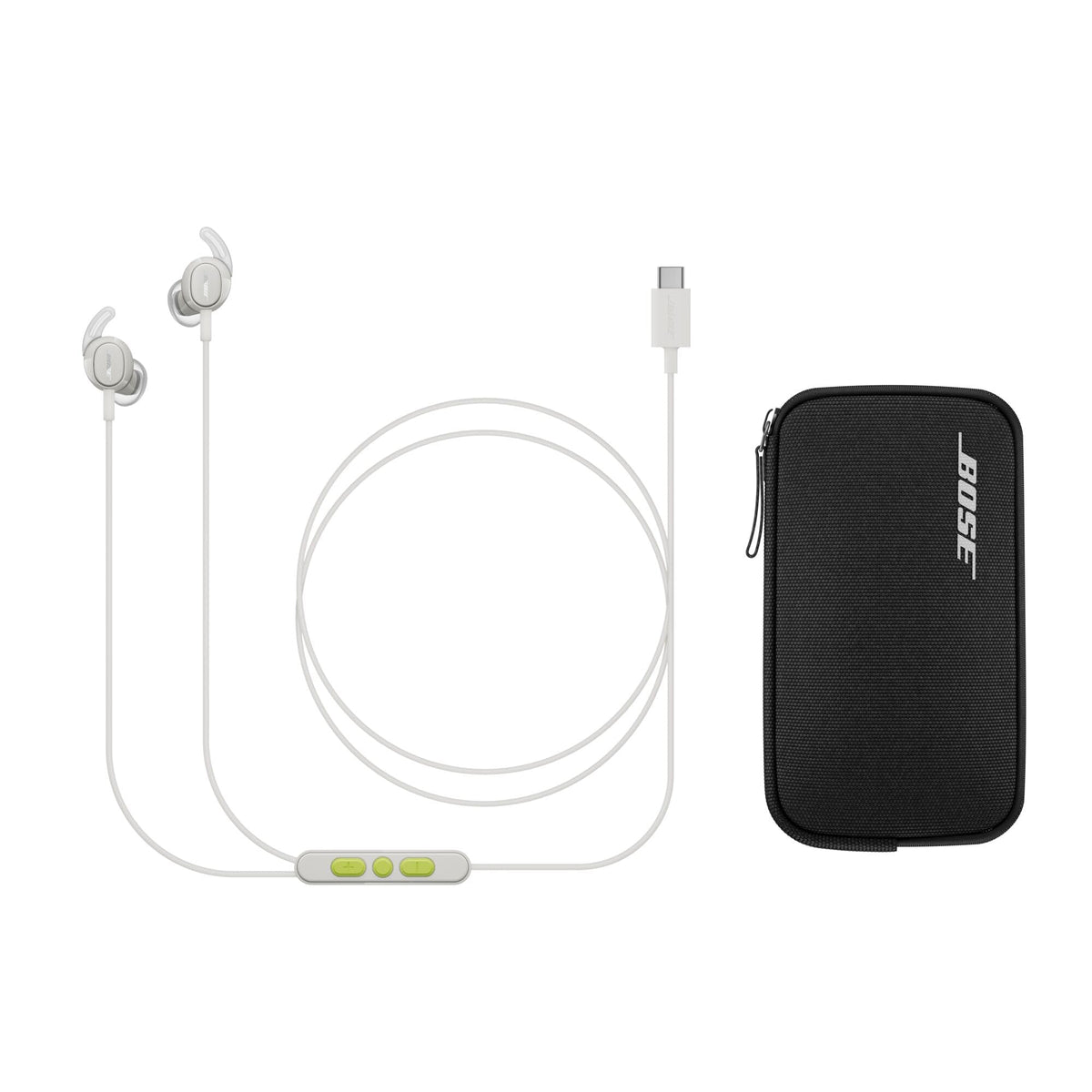 Bose wired Noise-Cancelling Earbuds – In-ear headphones, USB-C connection, with carrying case, remote control, and microphone on the cable, smoke white - 906940-0020