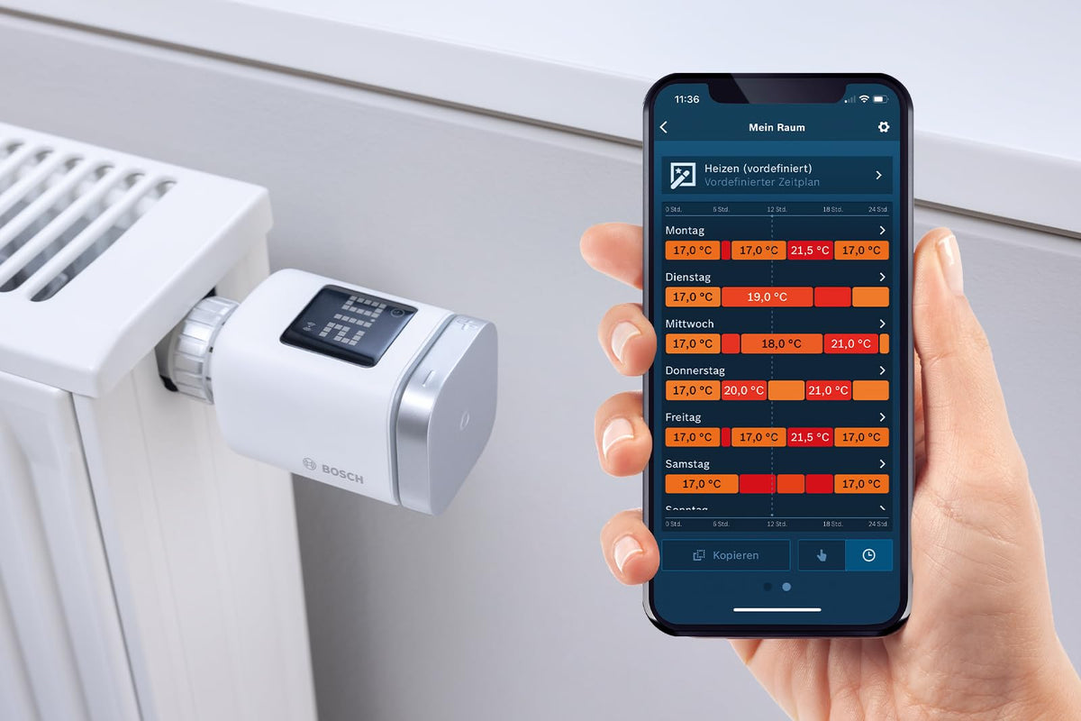 Bosch Smart Home Starter-Paket Raumklima II, control eficient al climatului interior și încălzire eficientă din punct de vedere energetic, compatibil cu Apple Homekit, Amazon Alexa și Google Assistant - 8750002655
