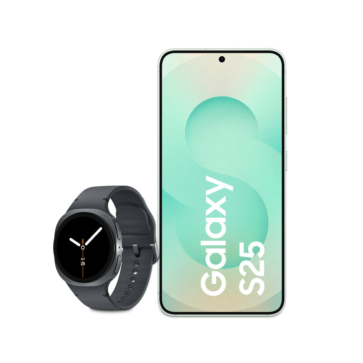 Samsung Galaxy S25 AI Smartphone cu Galaxy AI, 12 GB RAM, 128 GB memorie, Mint, 3 ani garanție a producătorului + Galaxy Watch8 Smartwatch - F-MS931BZSGAMZ